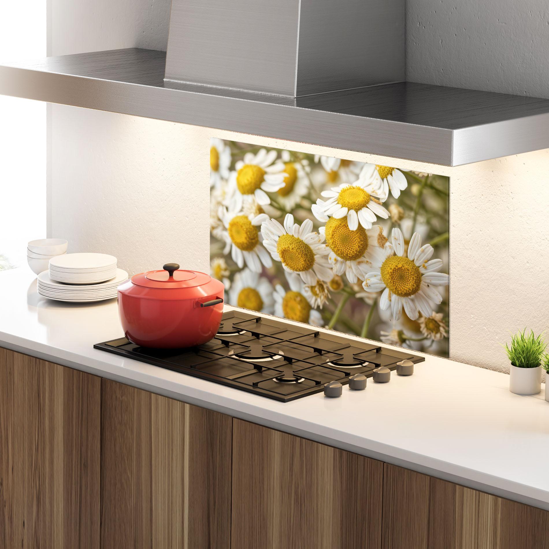 Küchenrückwand Glas Daisy Wall mockup 4