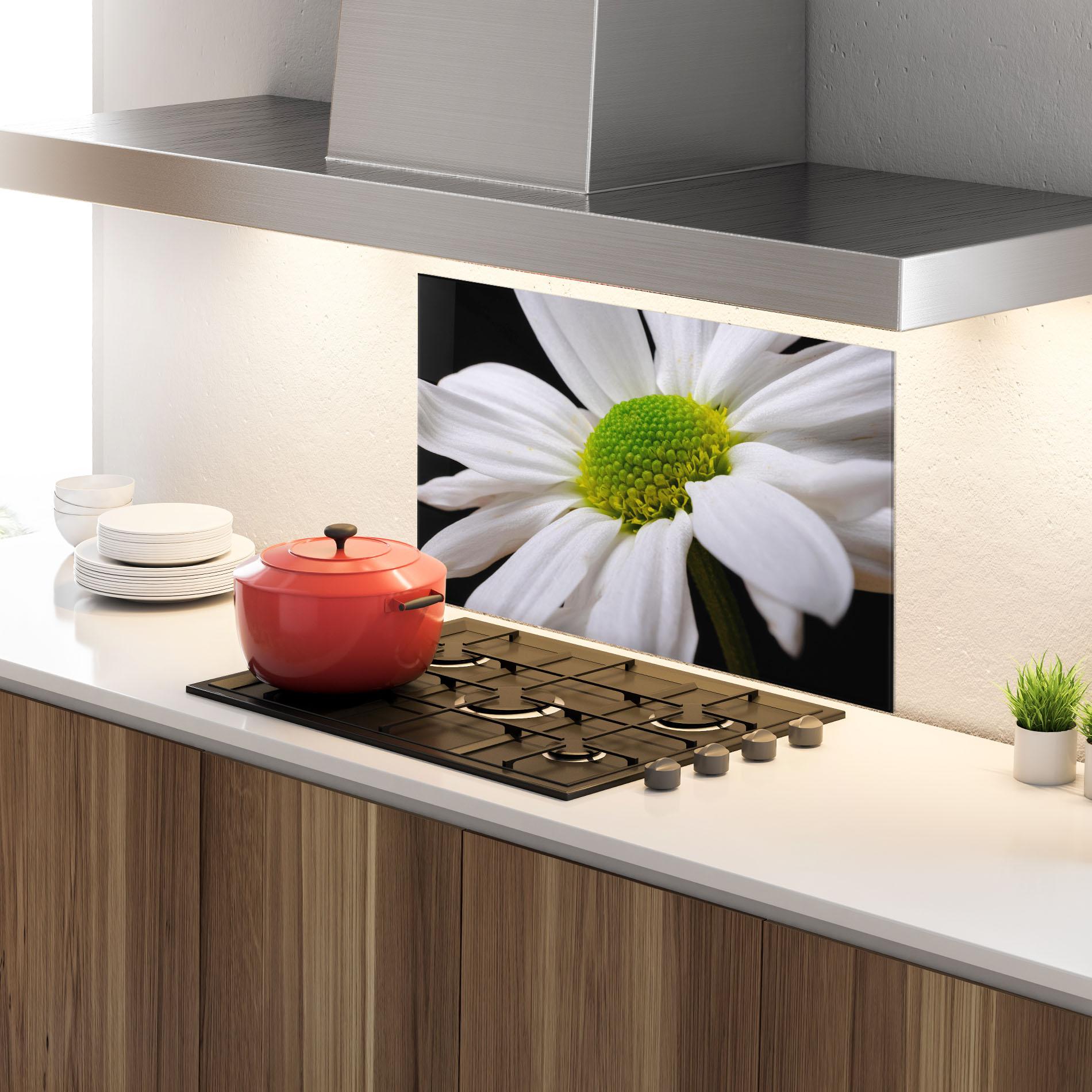 Küchenrückwand Glas Green Middle Daisy mockup 4