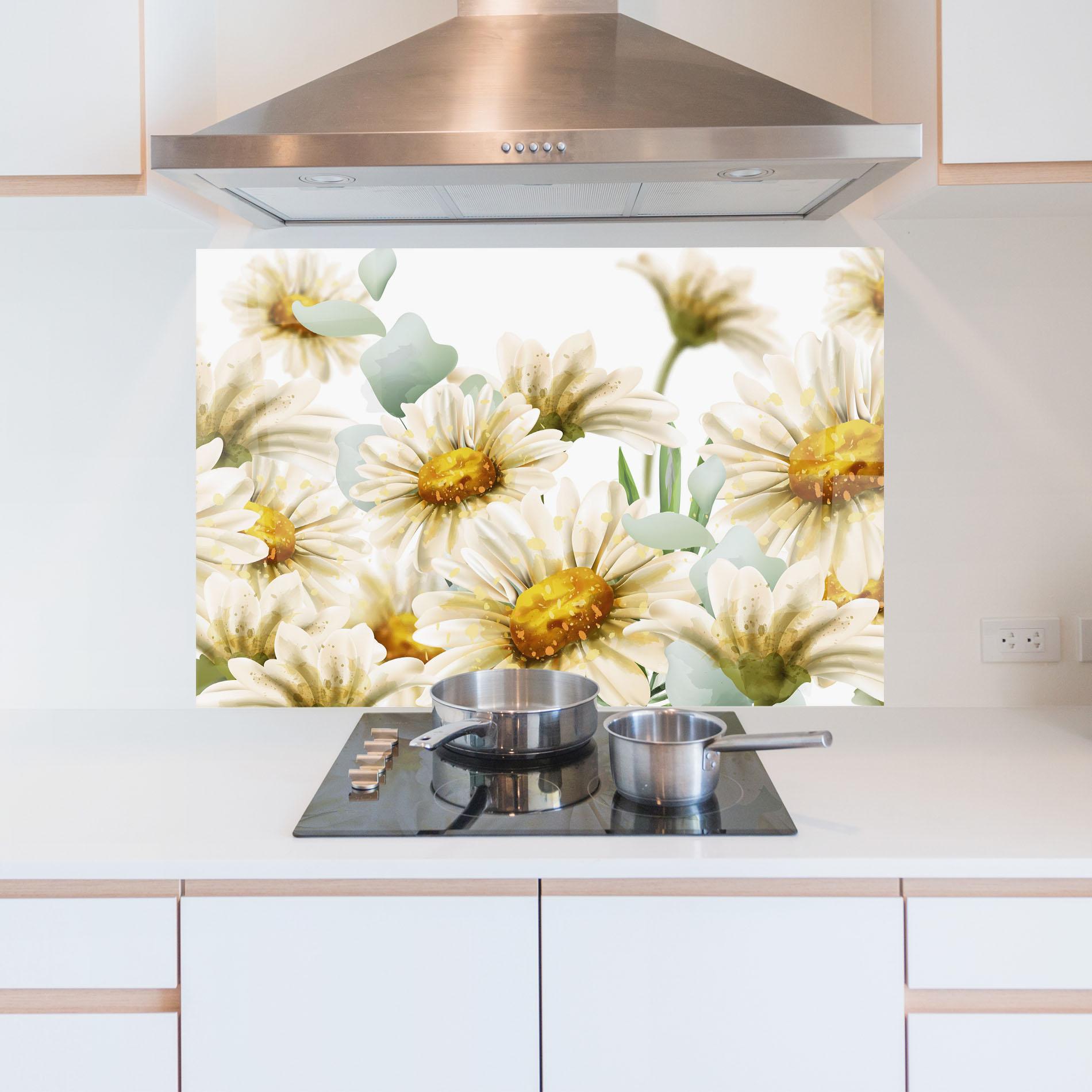 Küchenrückwand Glas Beautiful Daisy Art mockup 5