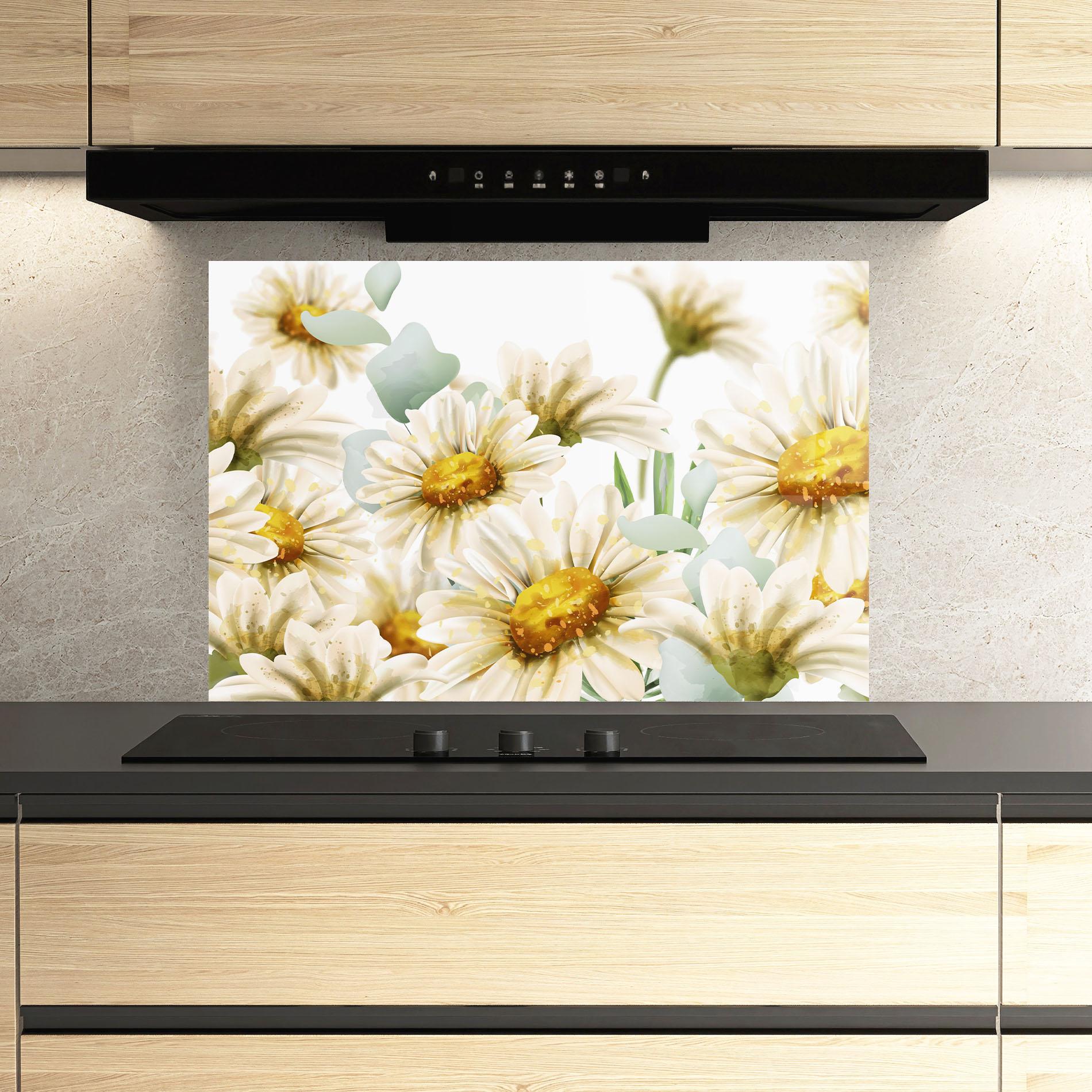 Küchenrückwand Glas Beautiful Daisy Art mockup 3