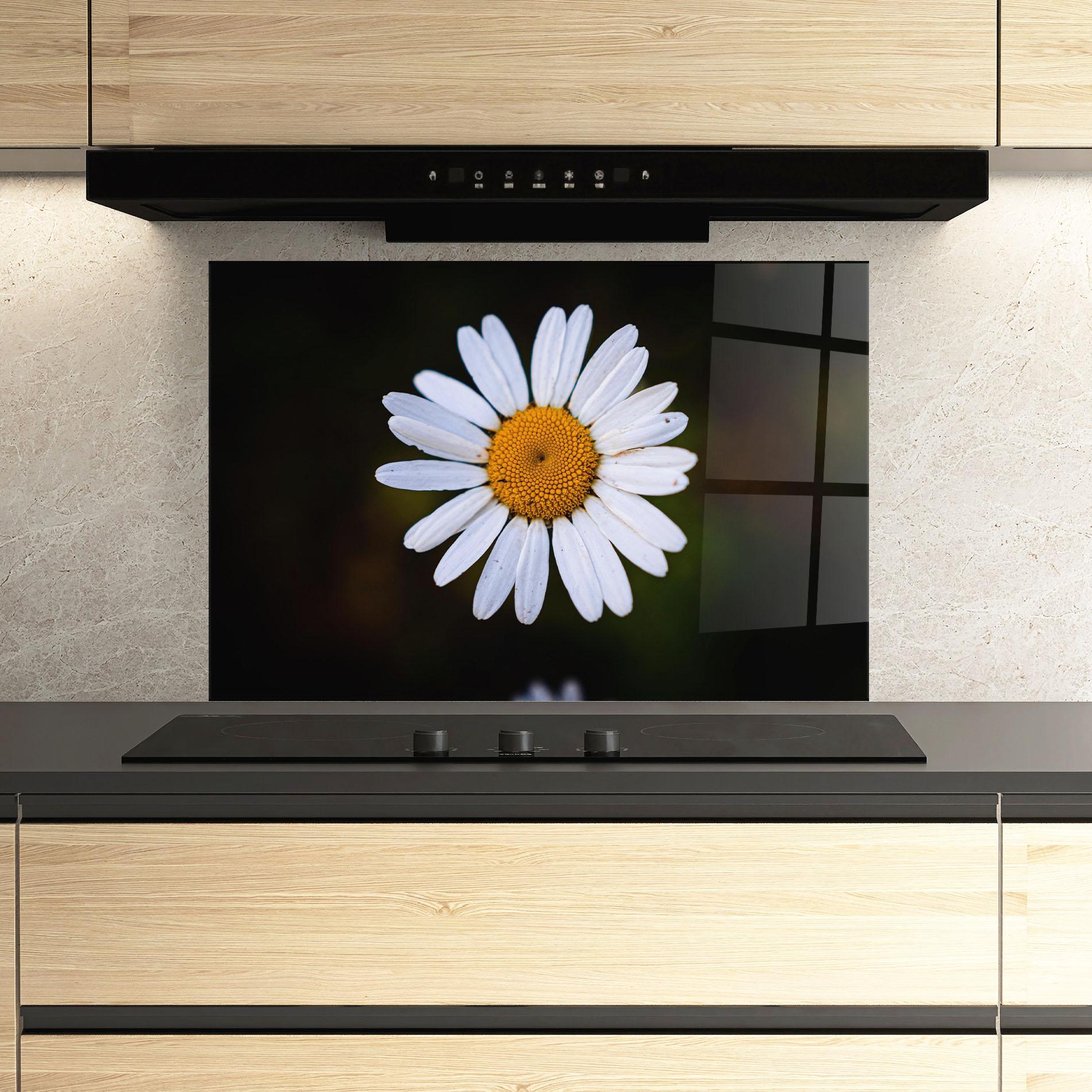 Küchenrückwand Glas Big Yellow Center Daisy mockup 3