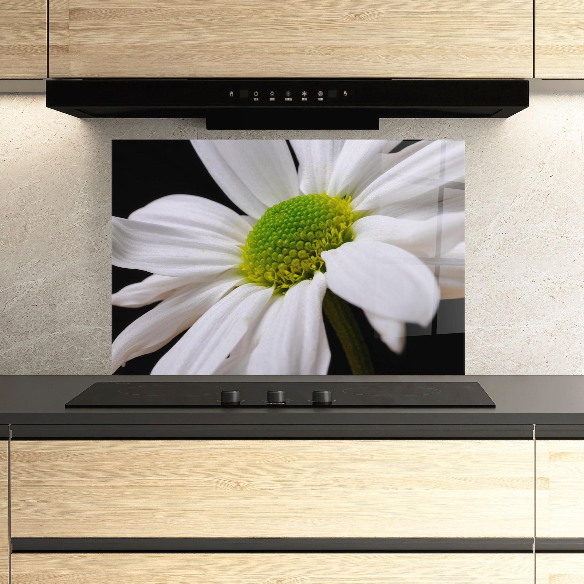 Küchenrückwand Glas Green Middle Daisy mockup 3
