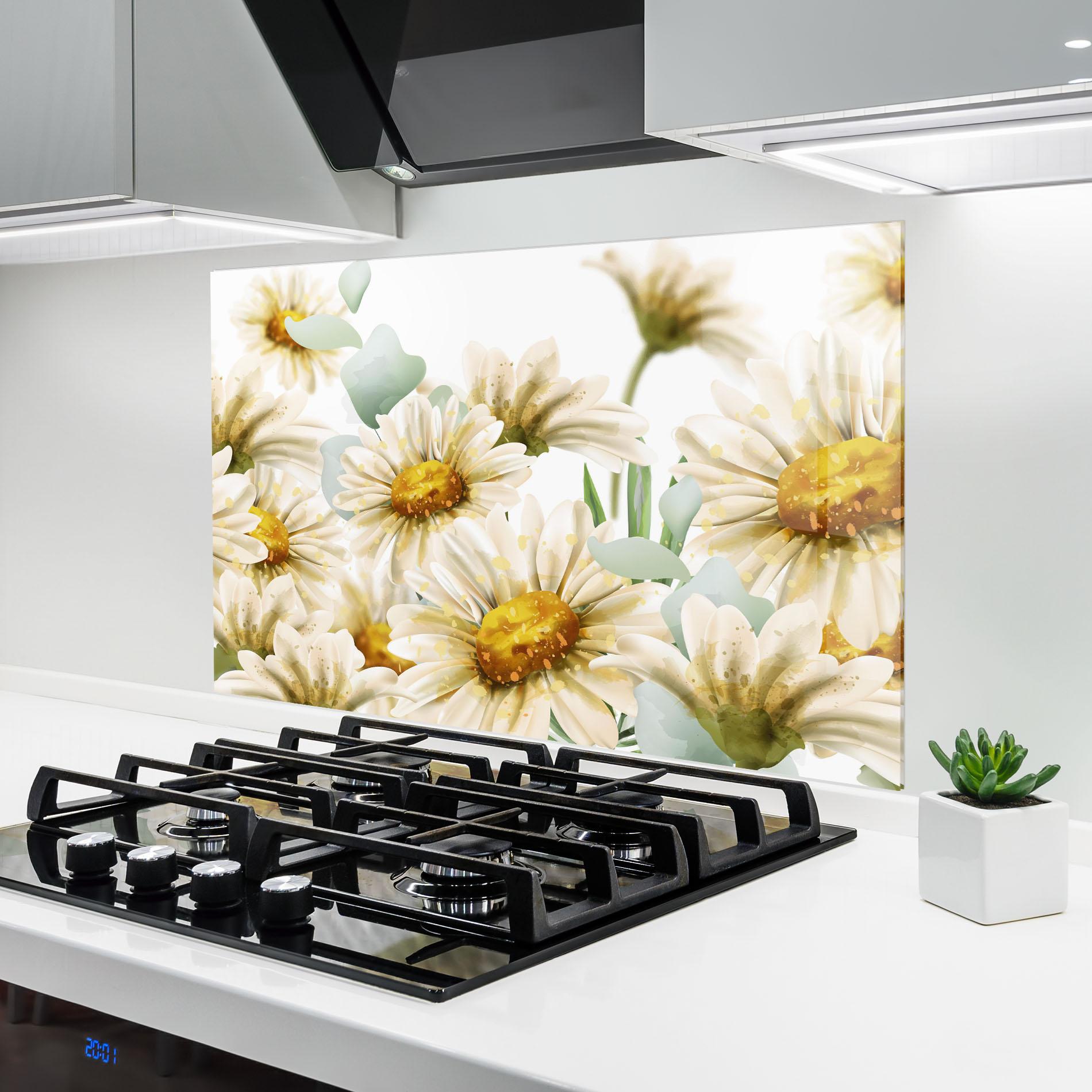 Küchenrückwand Glas Beautiful Daisy Art mockup 6