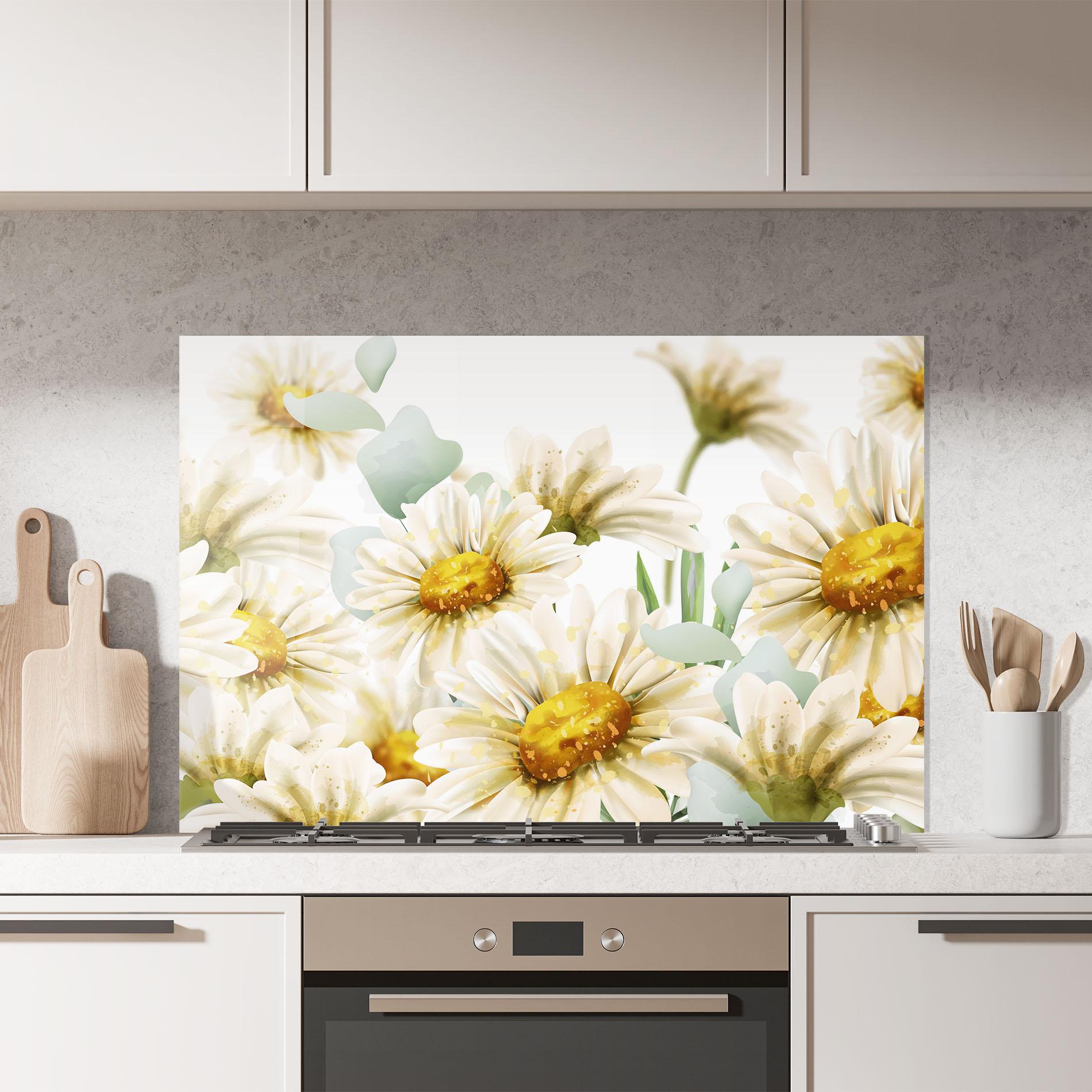 Küchenrückwand Glas Beautiful Daisy Art mockup 7