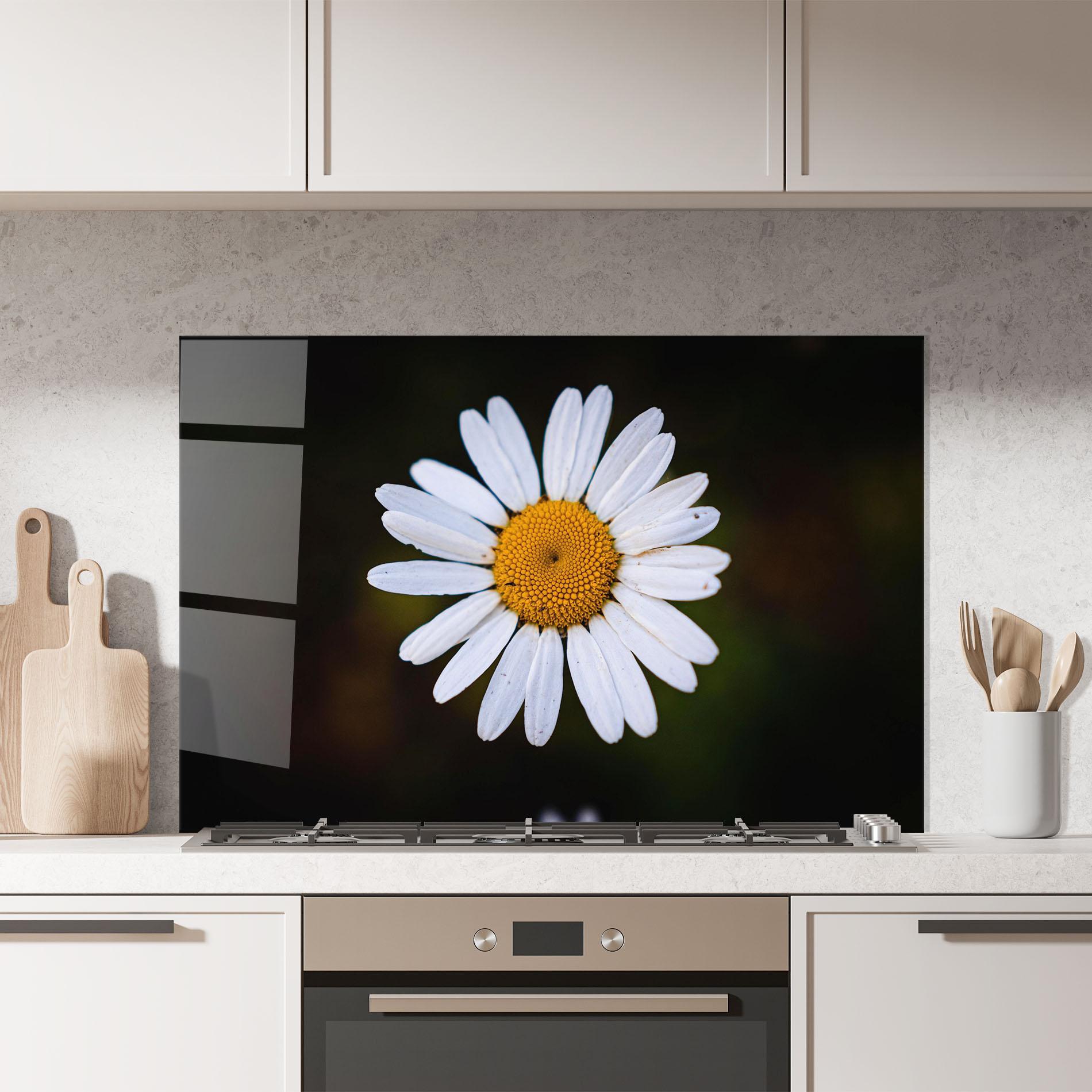 Küchenrückwand Glas Big Yellow Center Daisy mockup 7