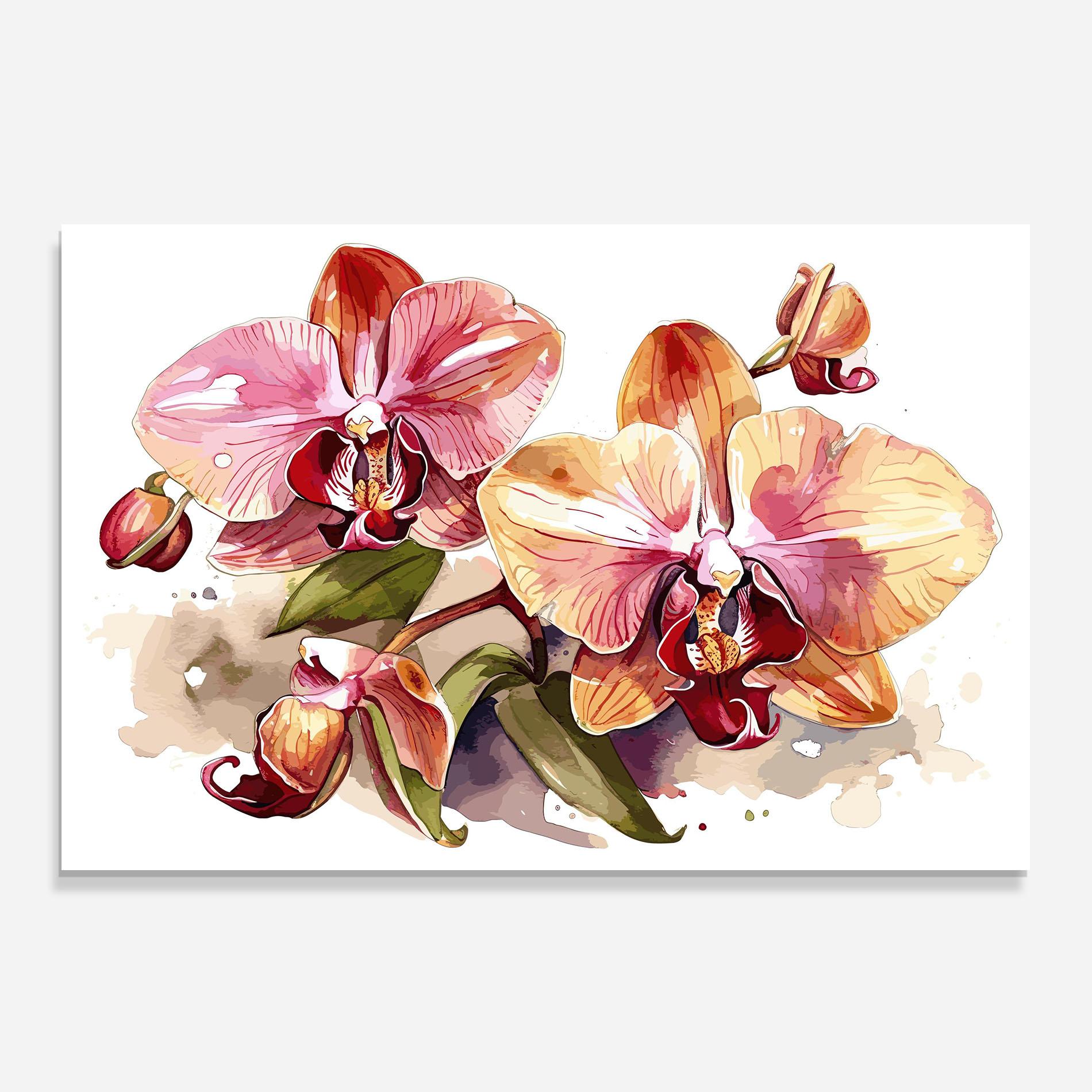 Küchenrückwand Glas Beautiful Orchids Art mockup 0
