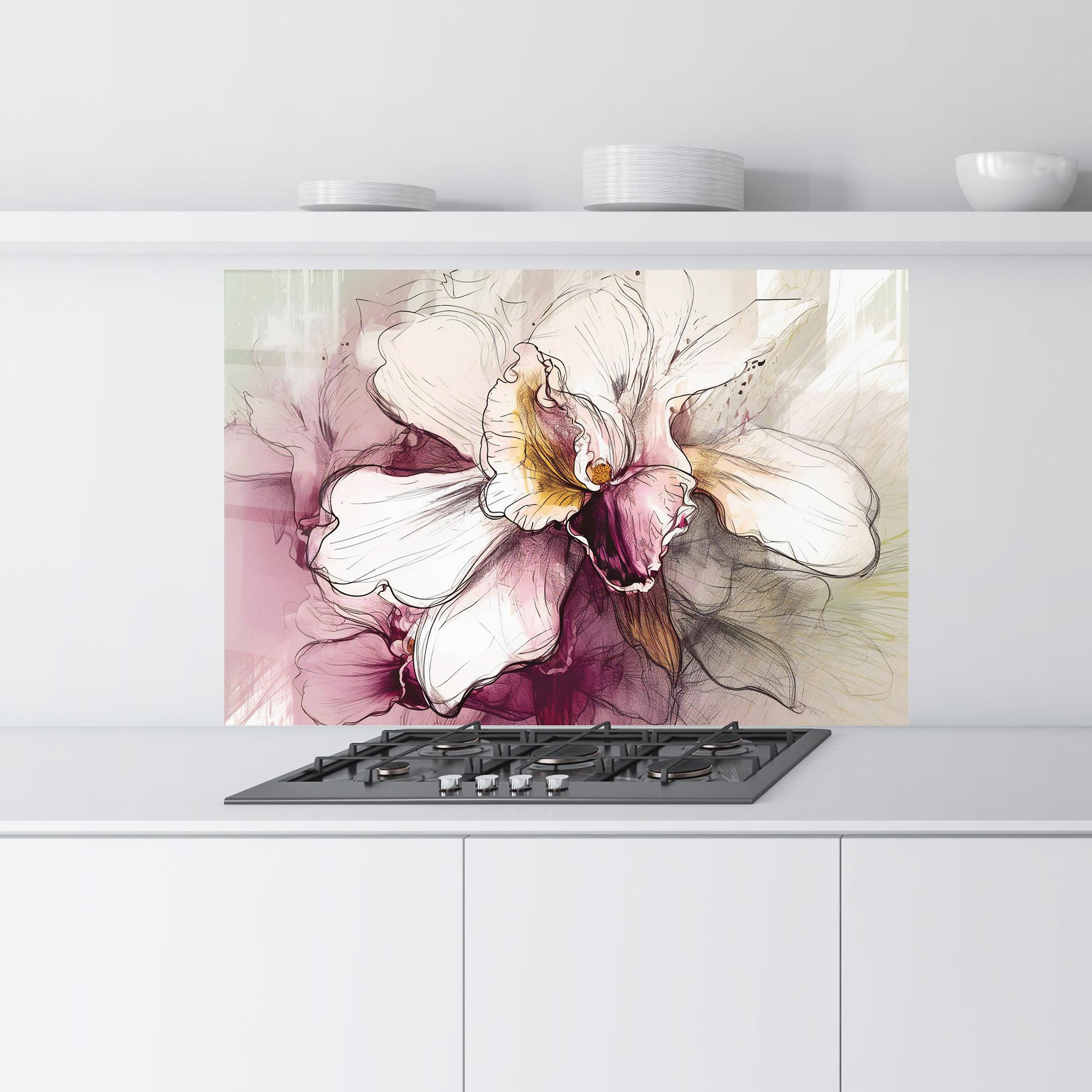 Küchenrückwand Glas Painted Purple Orchid mockup 9