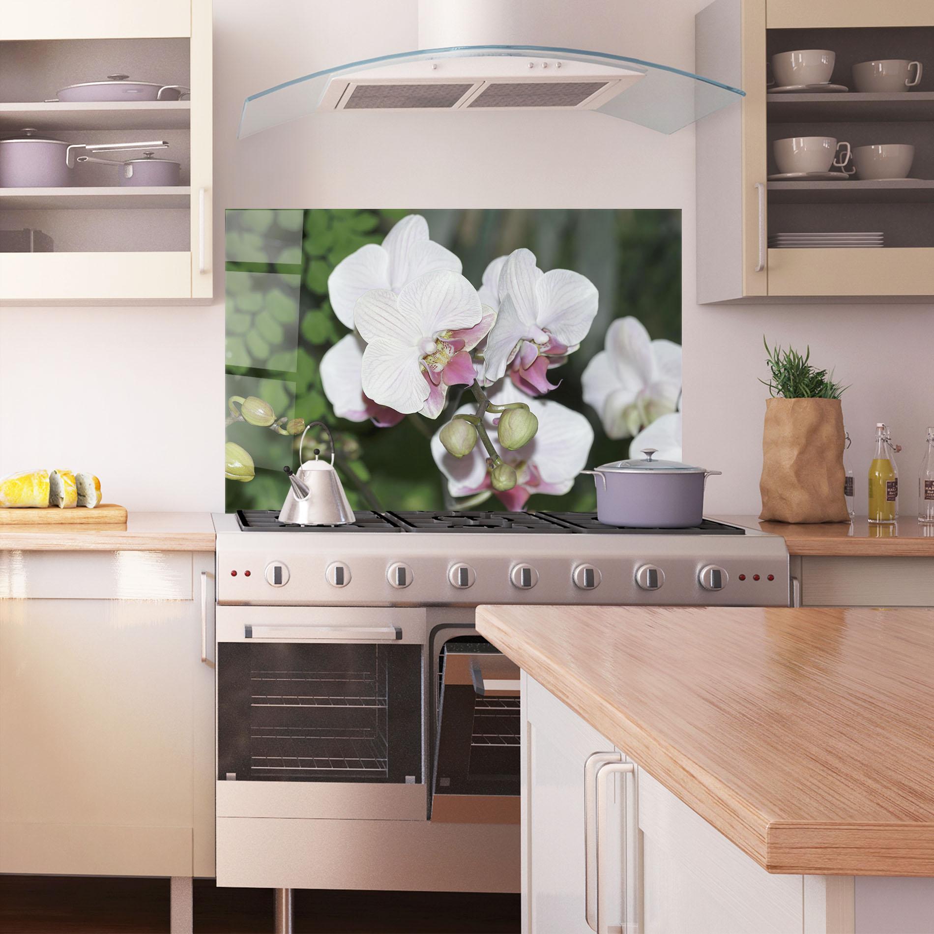 Küchenrückwand Glas Orchid Botanical Garden mockup 1