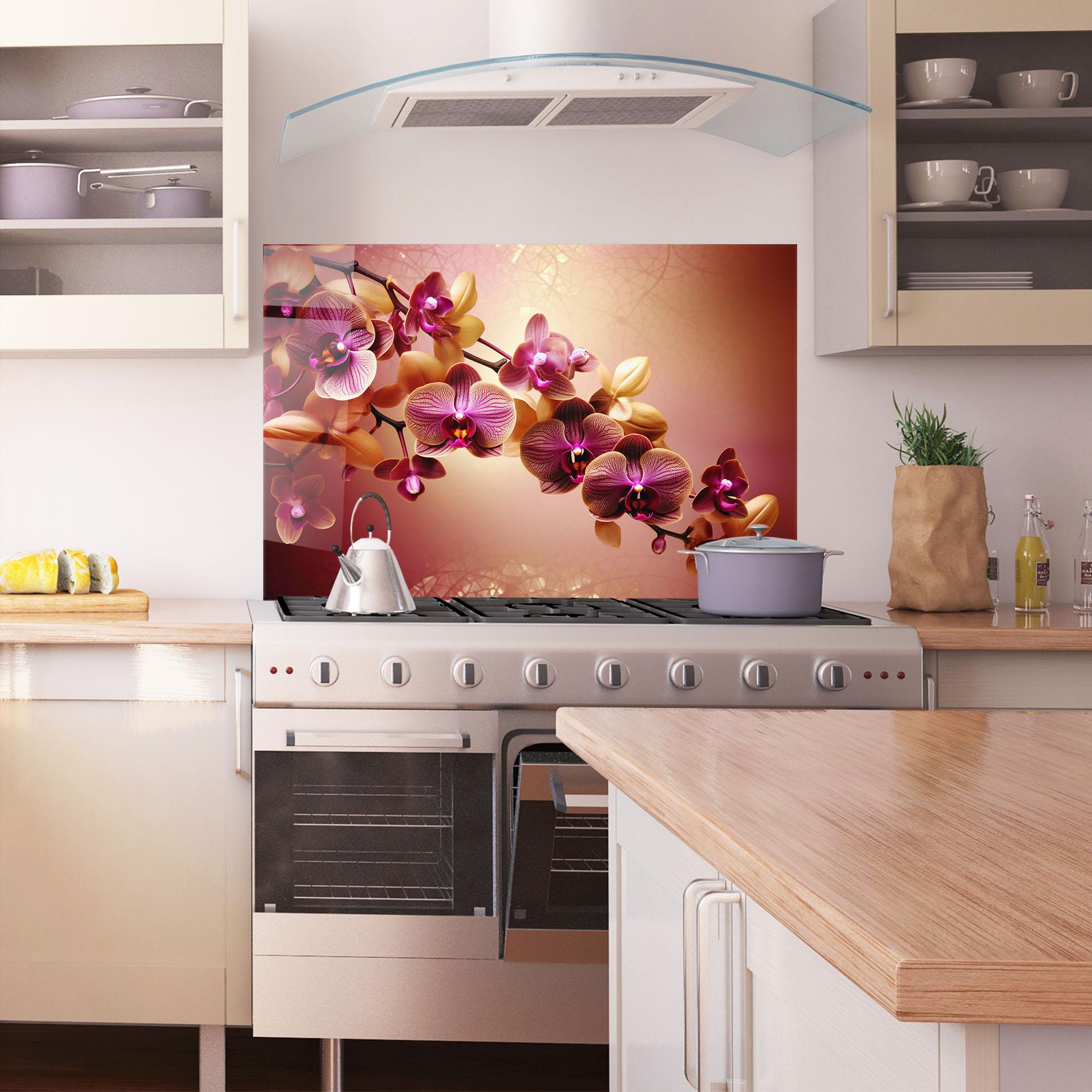 Küchenrückwand Glas Purple Cream Orchid mockup 1