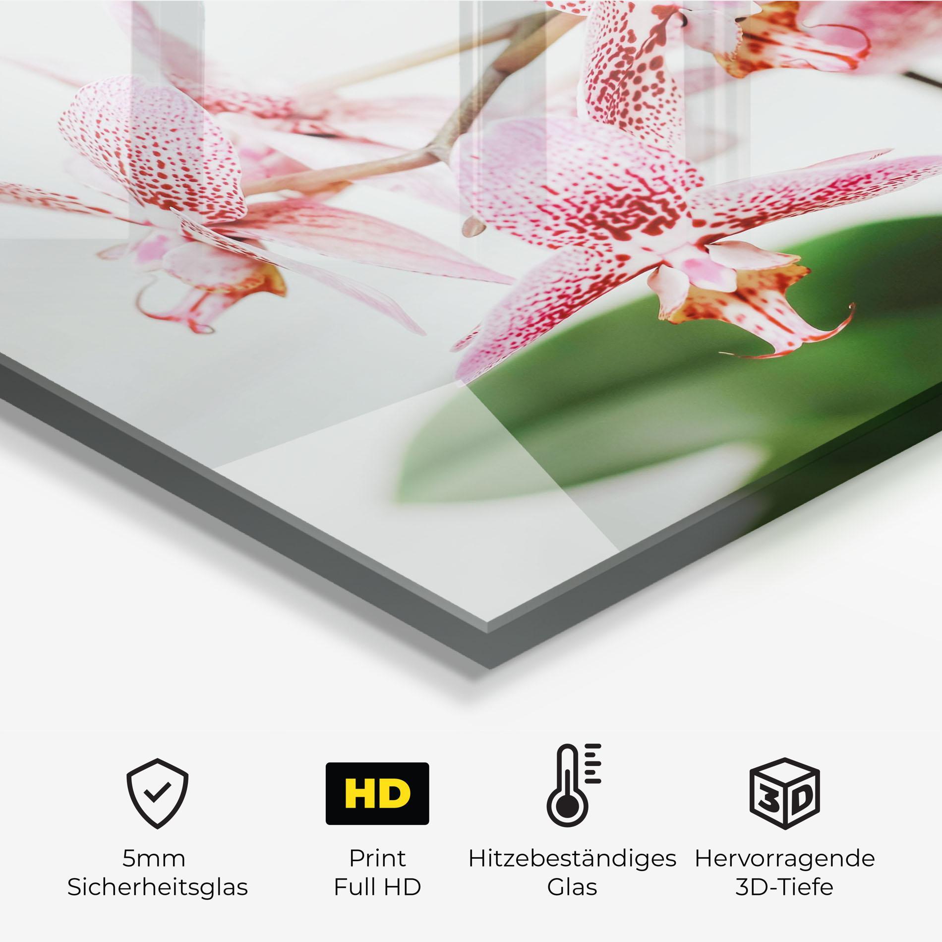Küchenrückwand Glas Green Orchids mockup 2