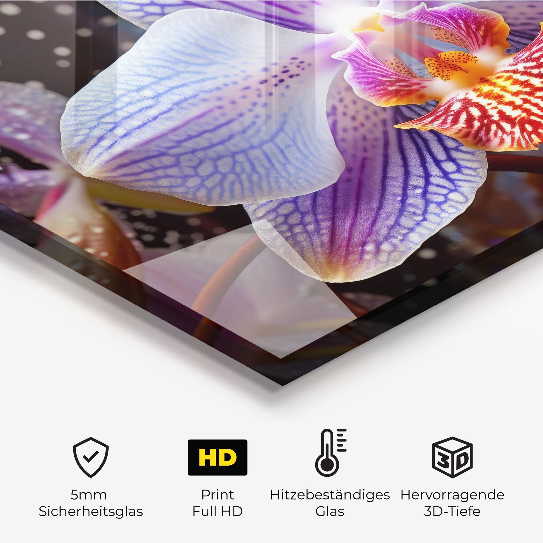 Küchenrückwand Glas Light Purple Orchid Art mockup 2