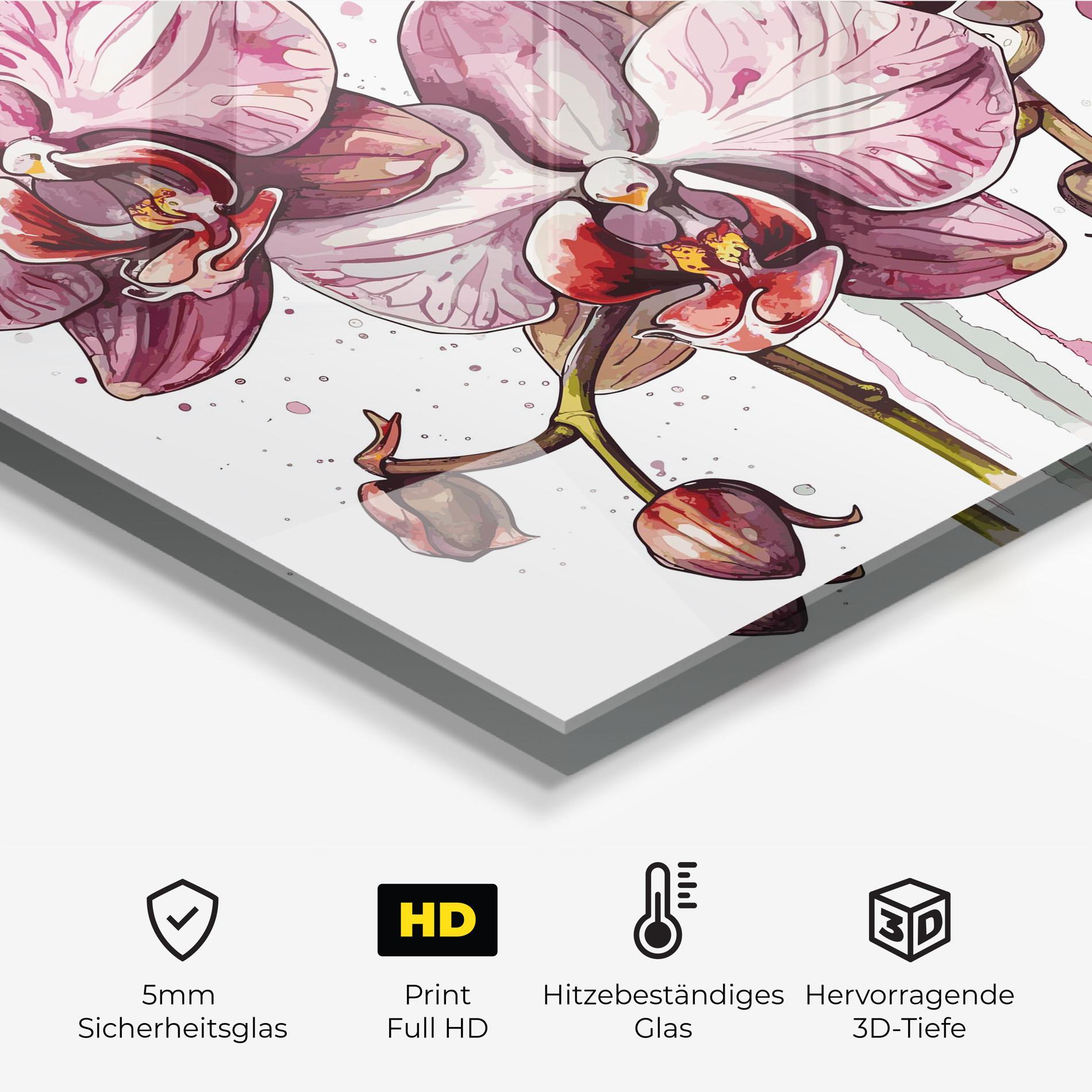 Küchenrückwand Glas Orchid Art mockup 2