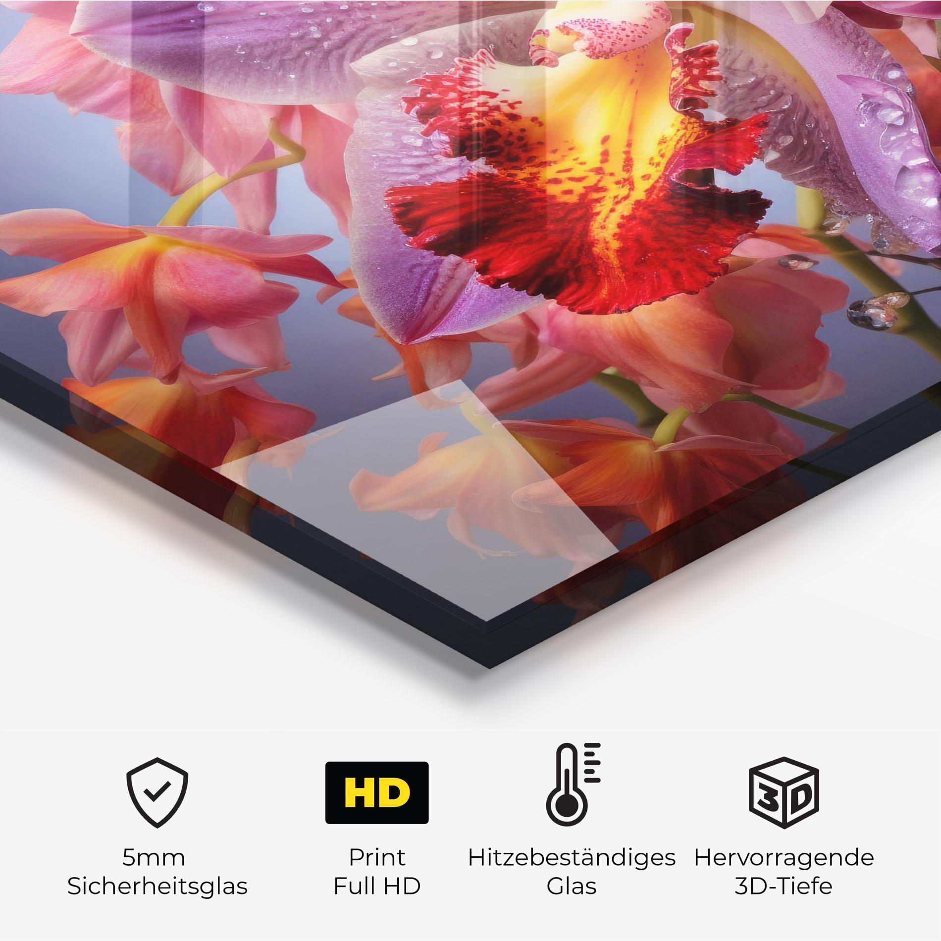 Küchenrückwand Glas Purple Orange Orchid View mockup 2