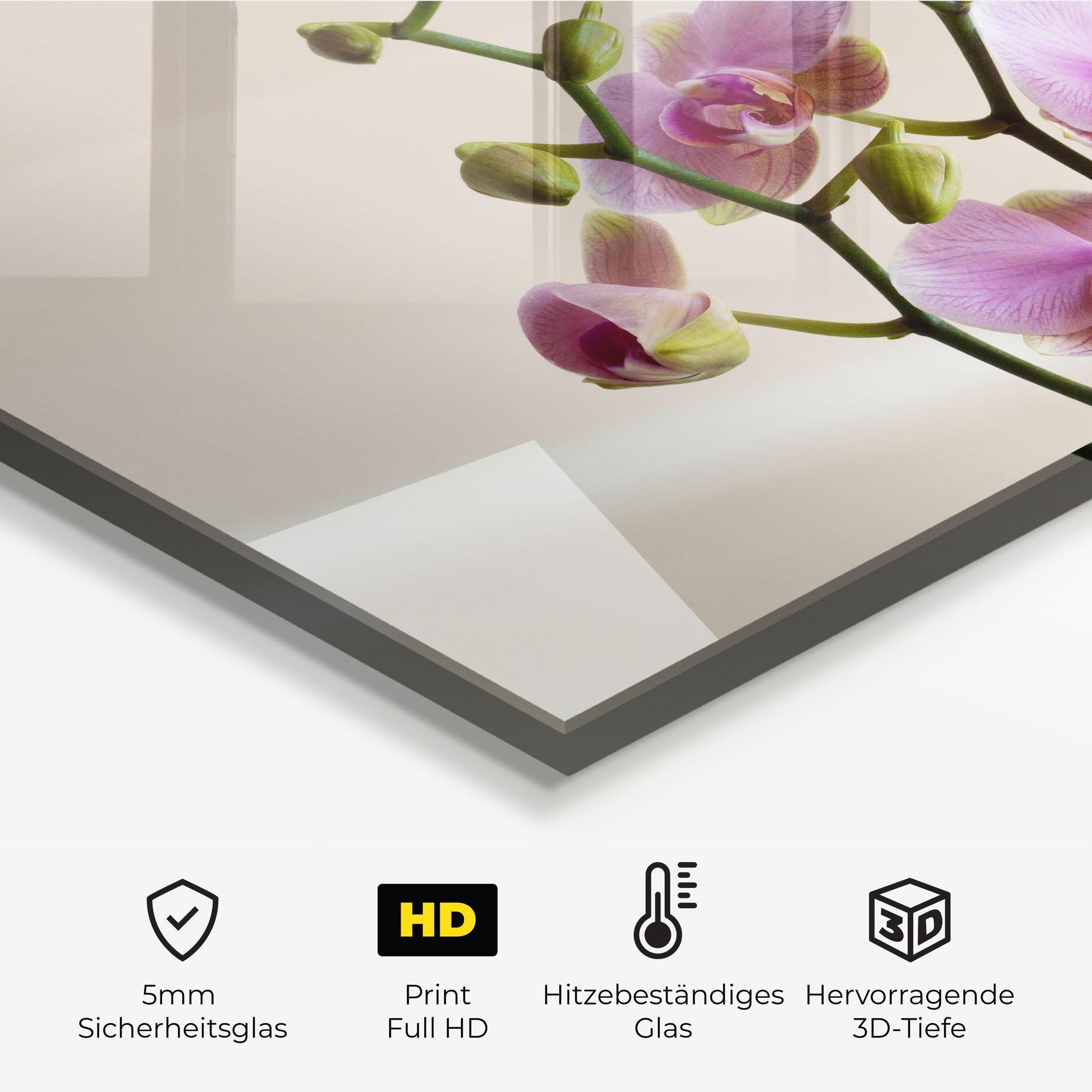 Küchenrückwand Glas Purple Orchid On Cream mockup 2