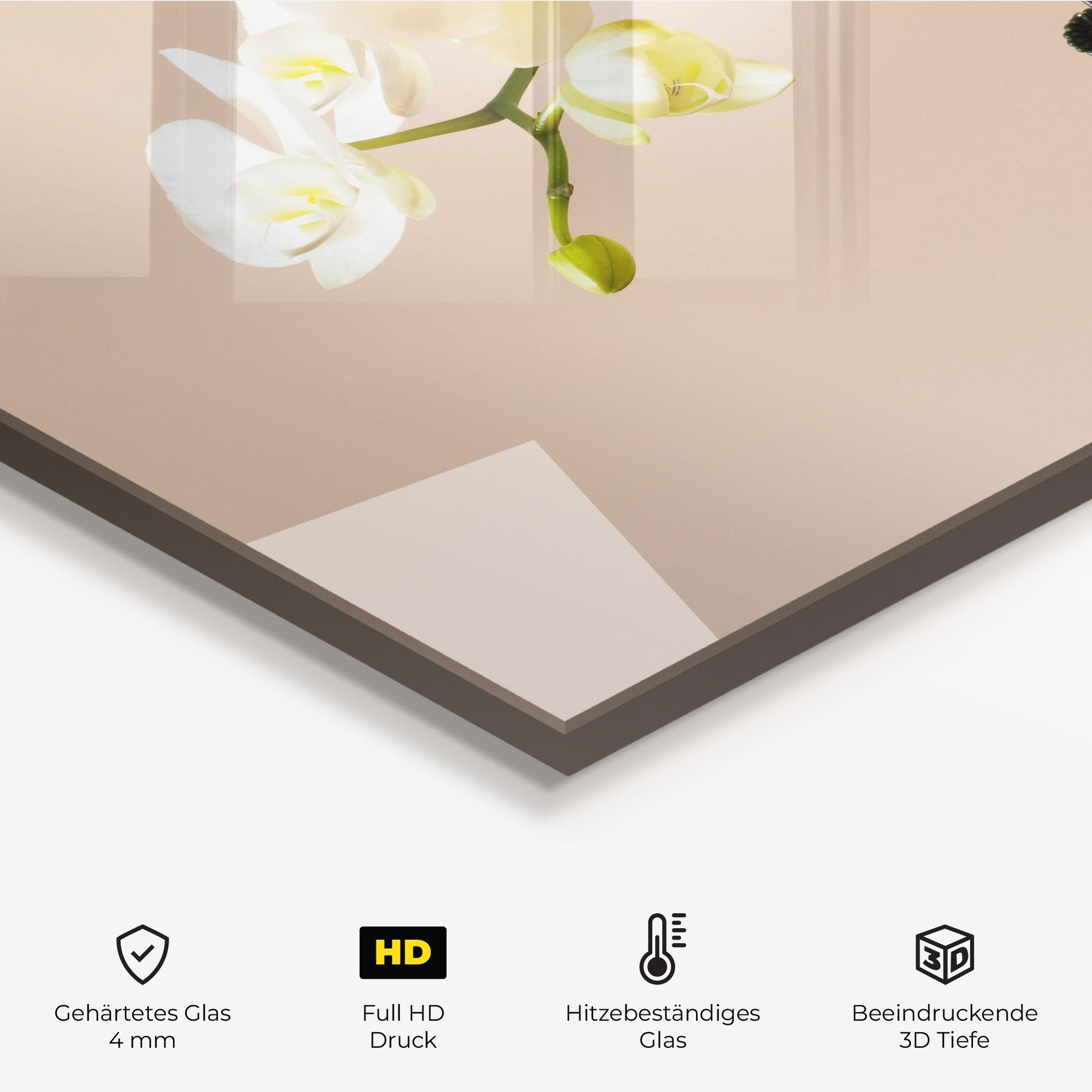 Küchenrückwand Glas Cream Orchid On Pink mockup 2