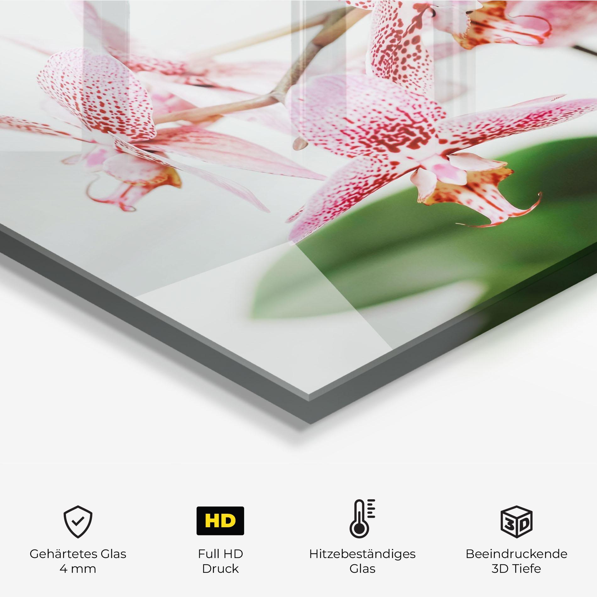 Küchenrückwand Glas Green Orchids mockup 2