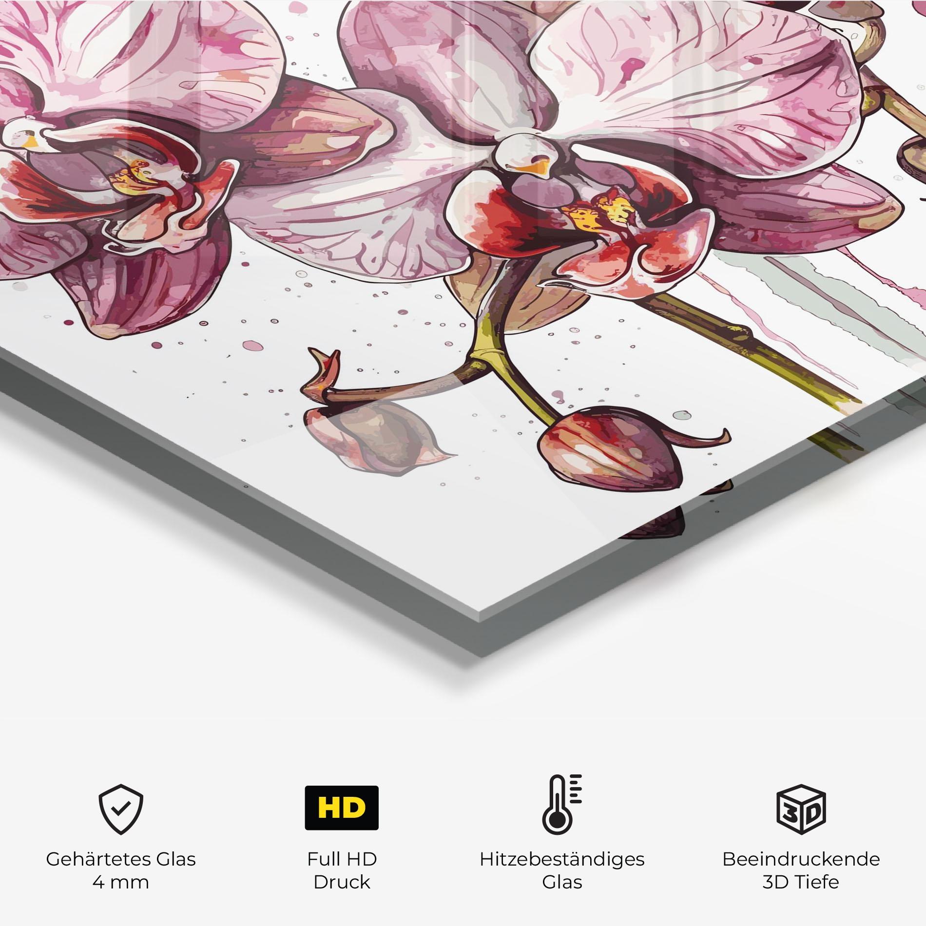 Küchenrückwand Glas Orchid Art mockup 2