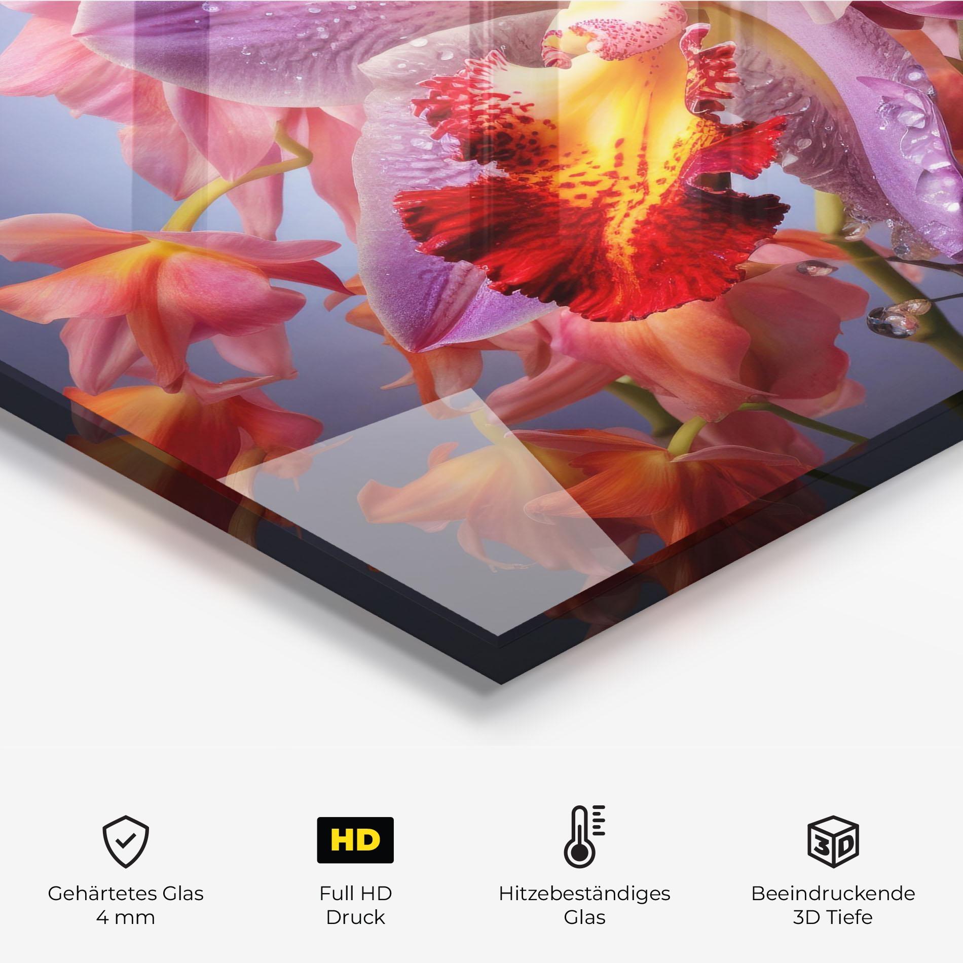 Küchenrückwand Glas Purple Orange Orchid View mockup 2