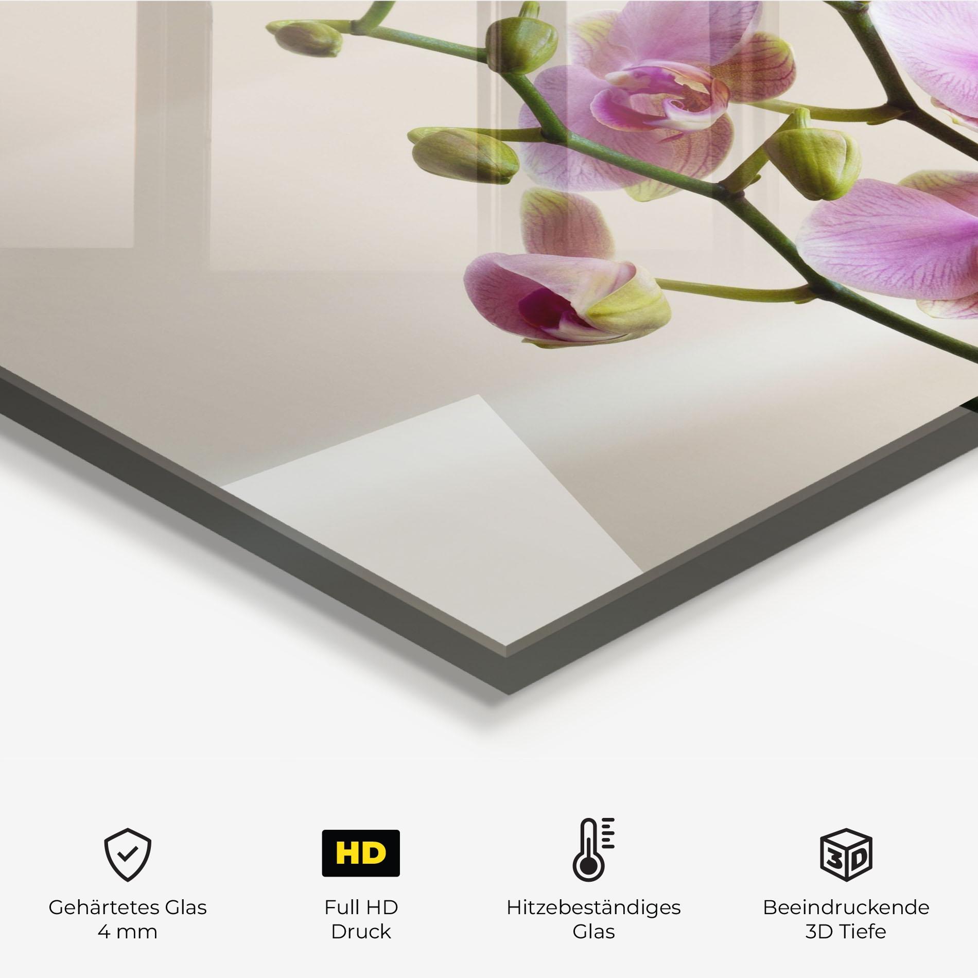 Küchenrückwand Glas Purple Orchid On Cream mockup 2