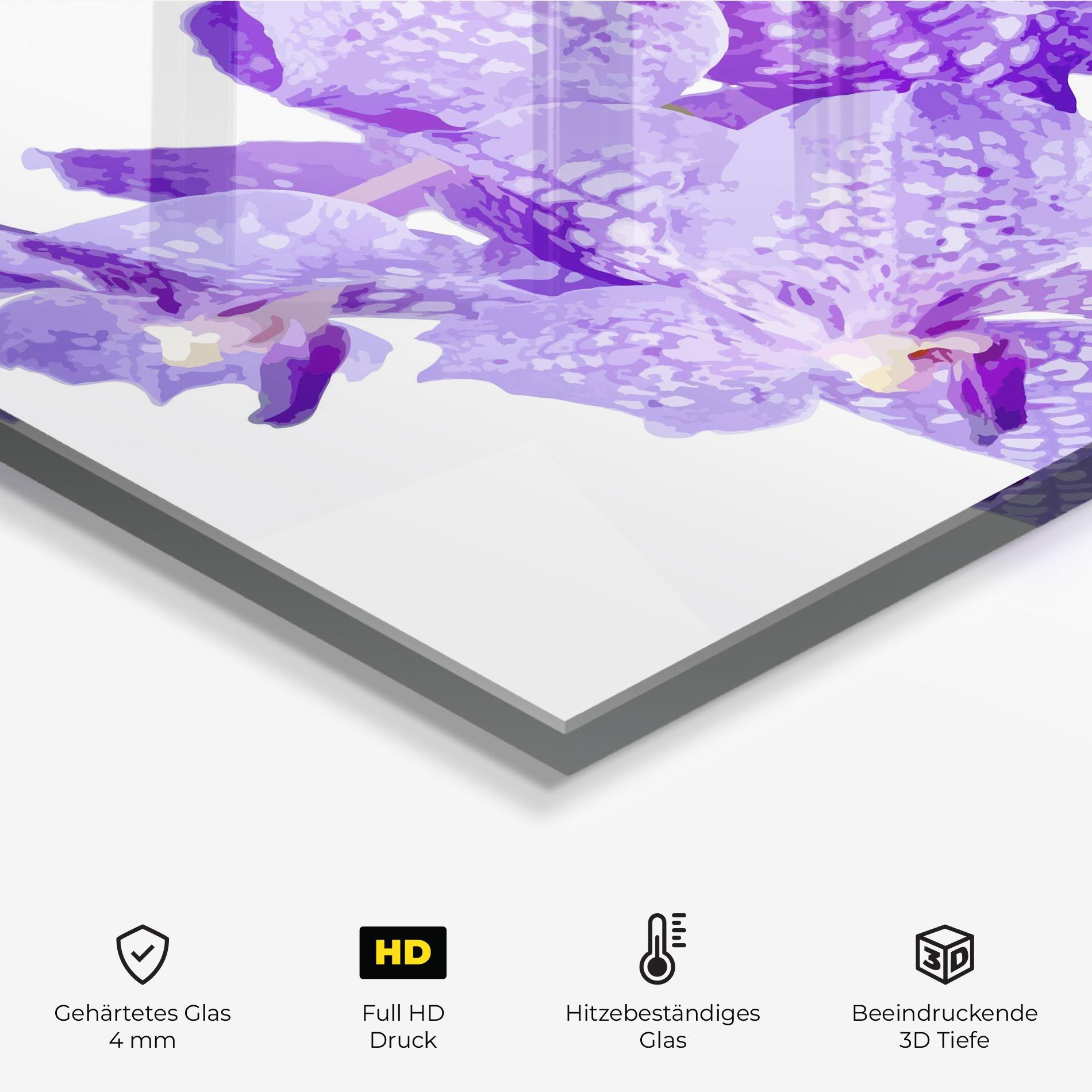 Küchenrückwand Glas Purple White Orchid mockup 2