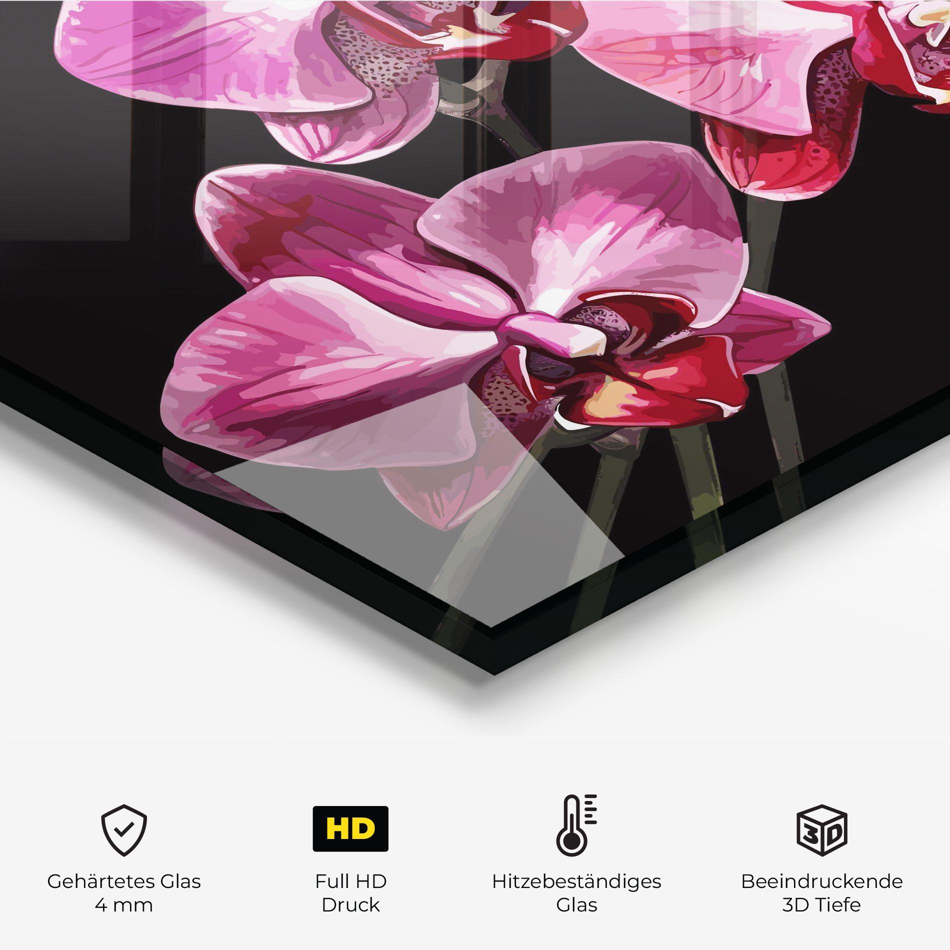 Küchenrückwand Glas Red Purple Orchid mockup 2