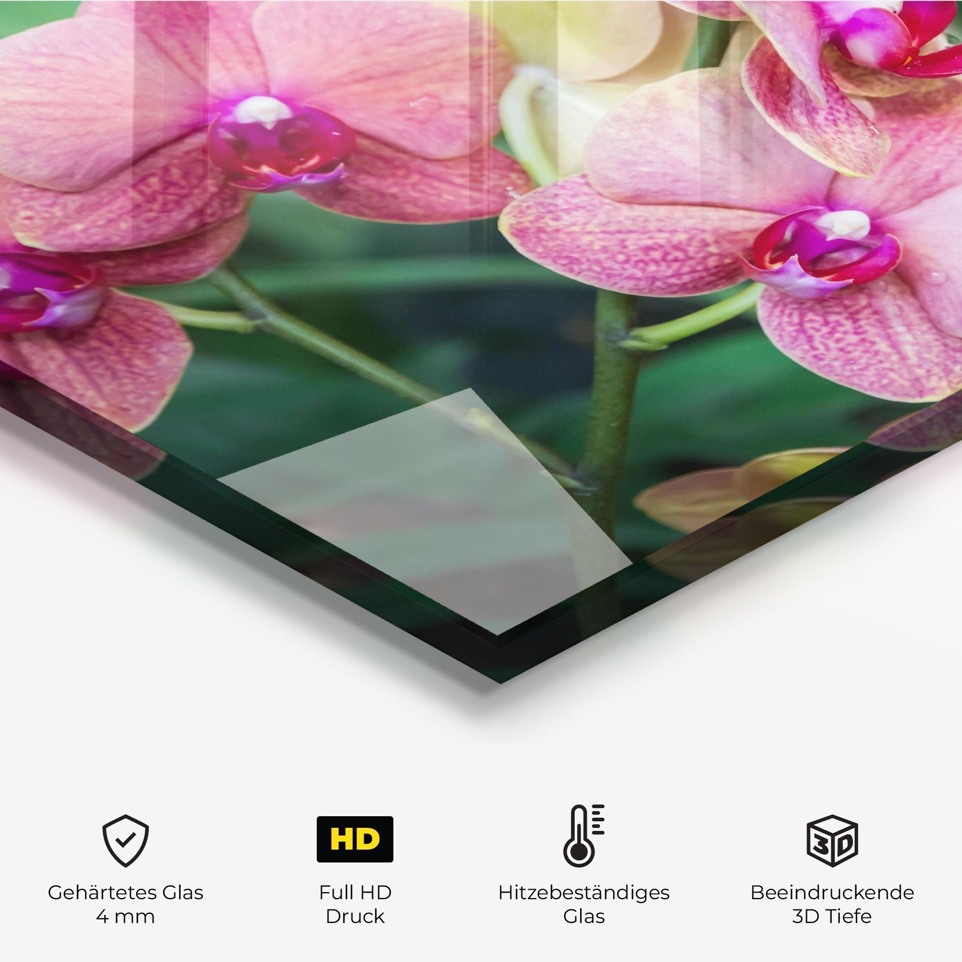 Küchenrückwand Glas Yellow Oink Orchid mockup 2