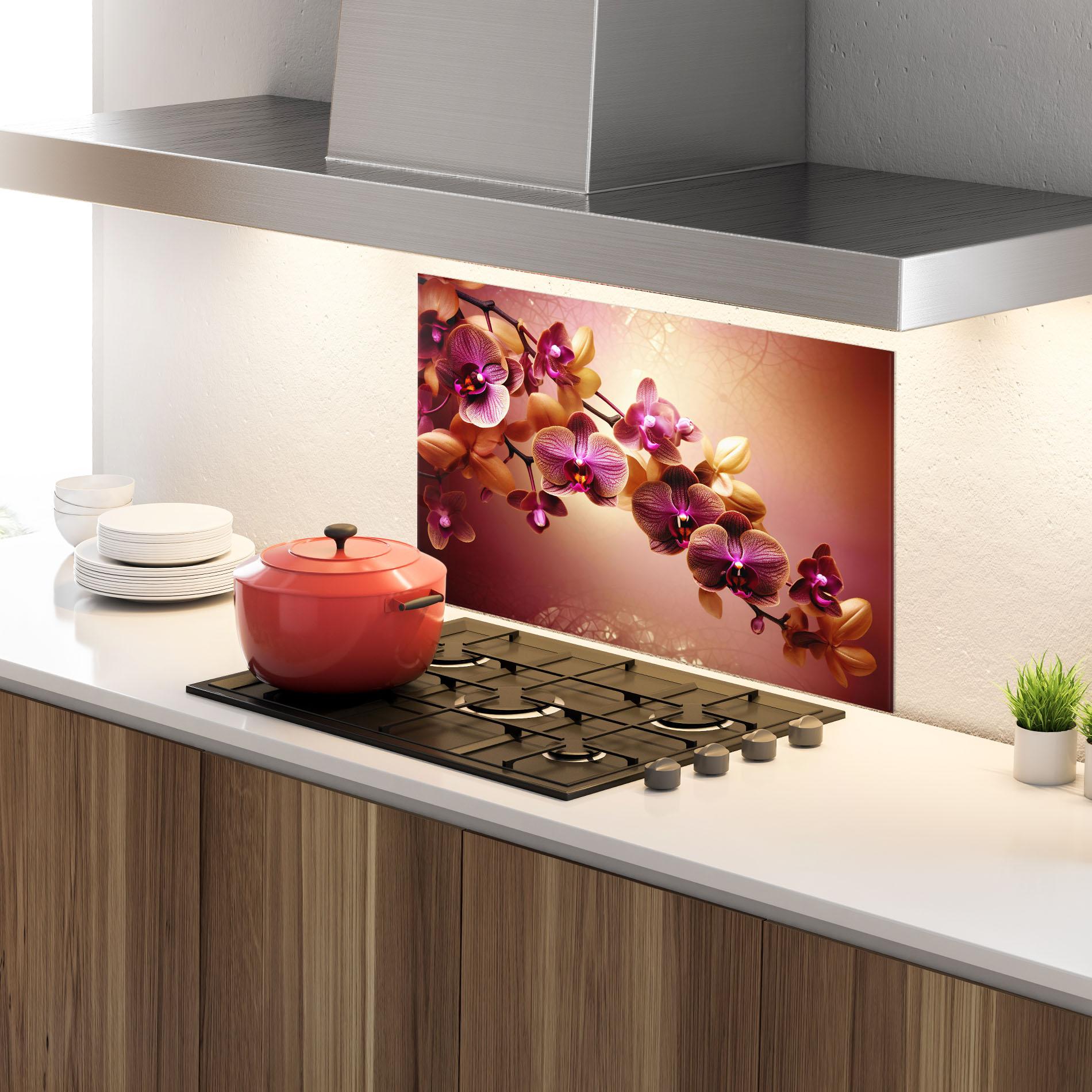 Küchenrückwand Glas Purple Cream Orchid mockup 4