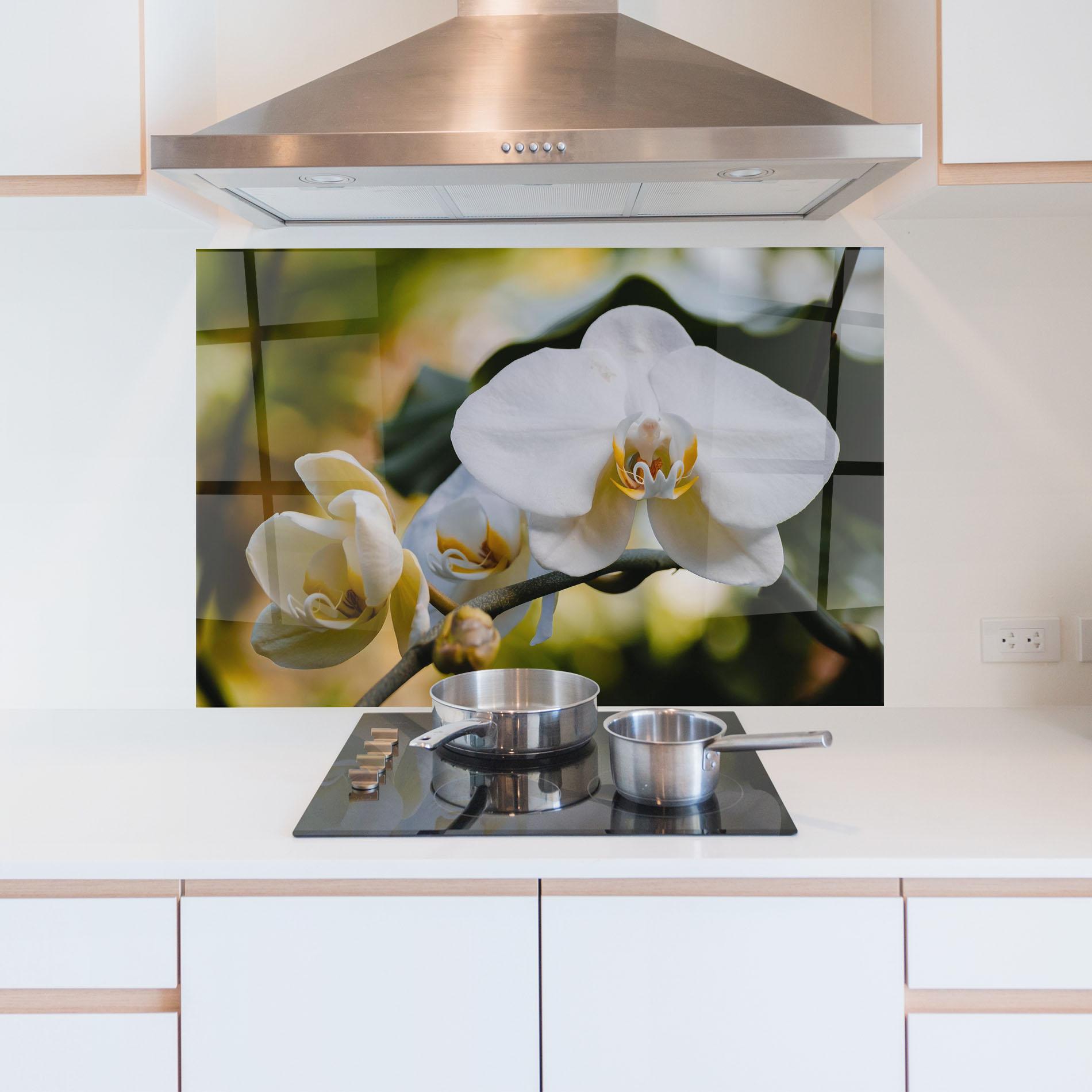 Küchenrückwand Glas Cream Orchid In Nature mockup 5