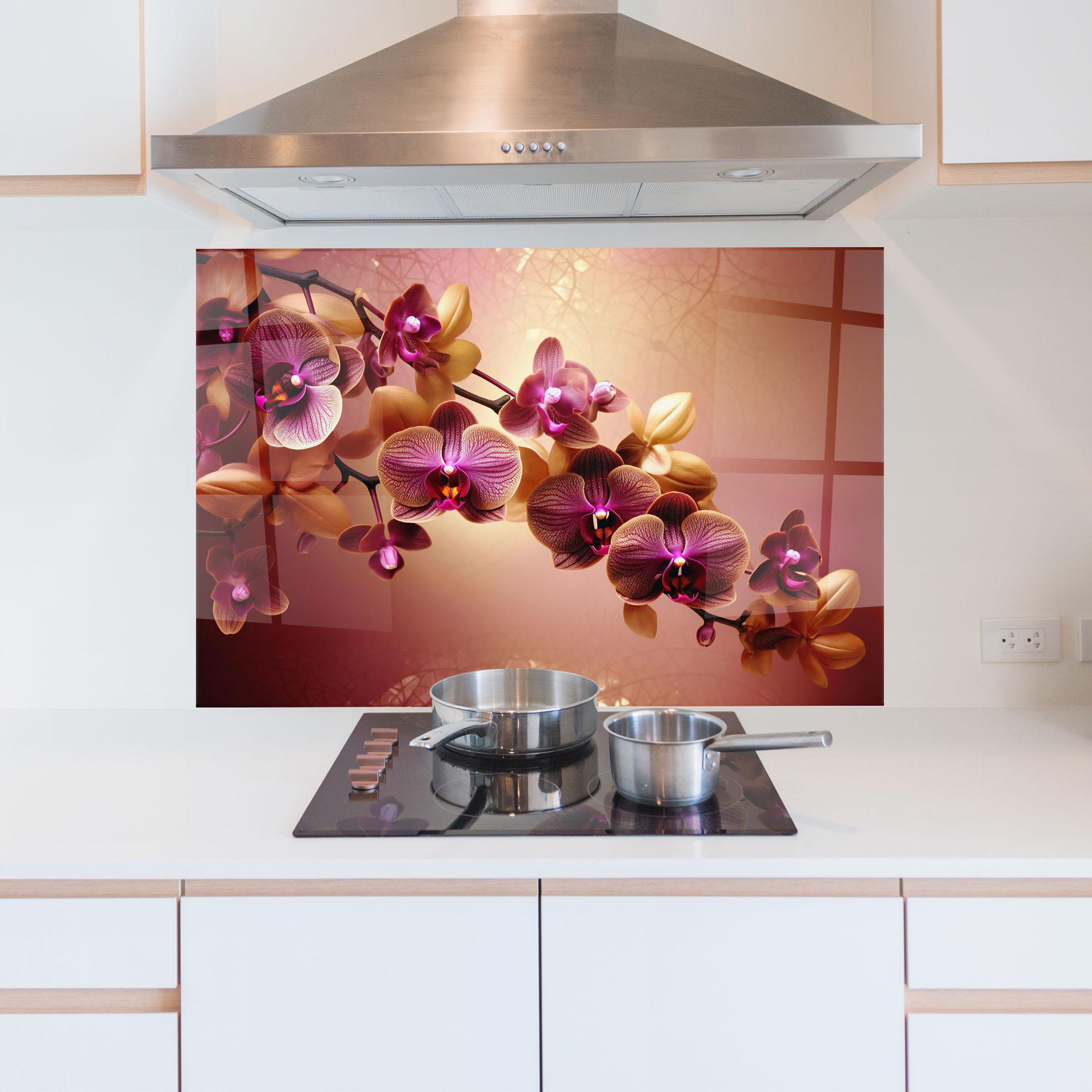Küchenrückwand Glas Purple Cream Orchid mockup 5