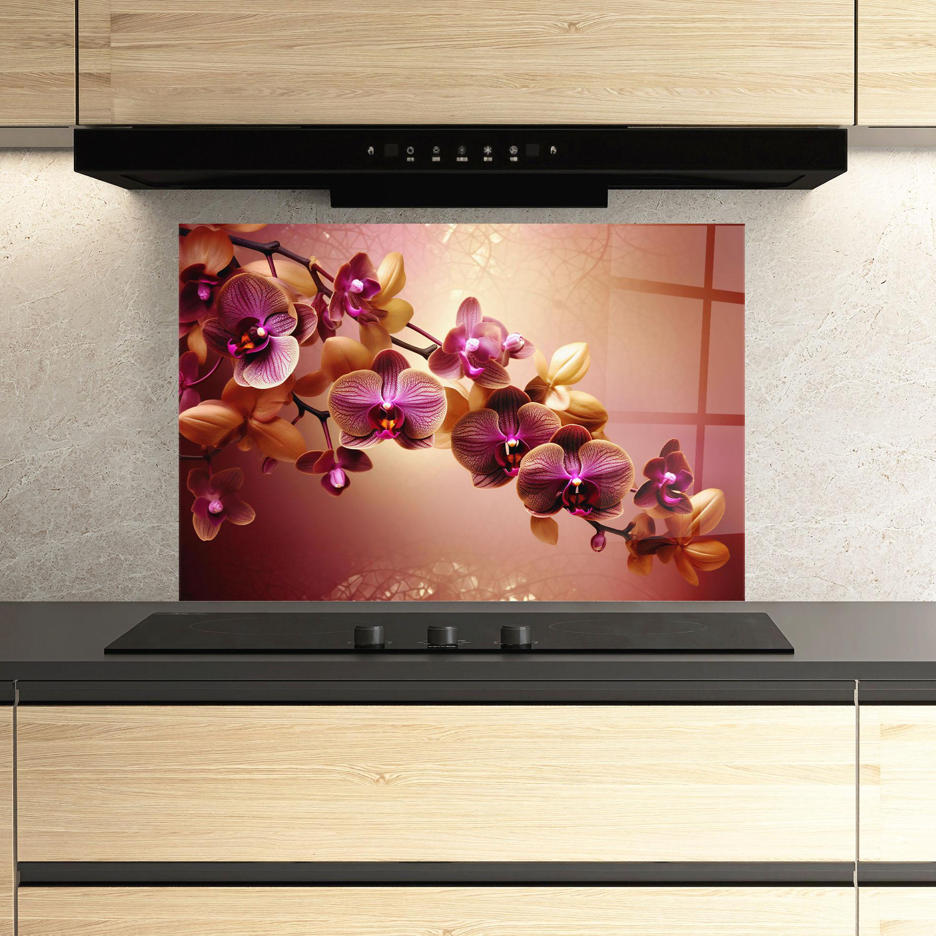 Küchenrückwand Glas Purple Cream Orchid mockup 3