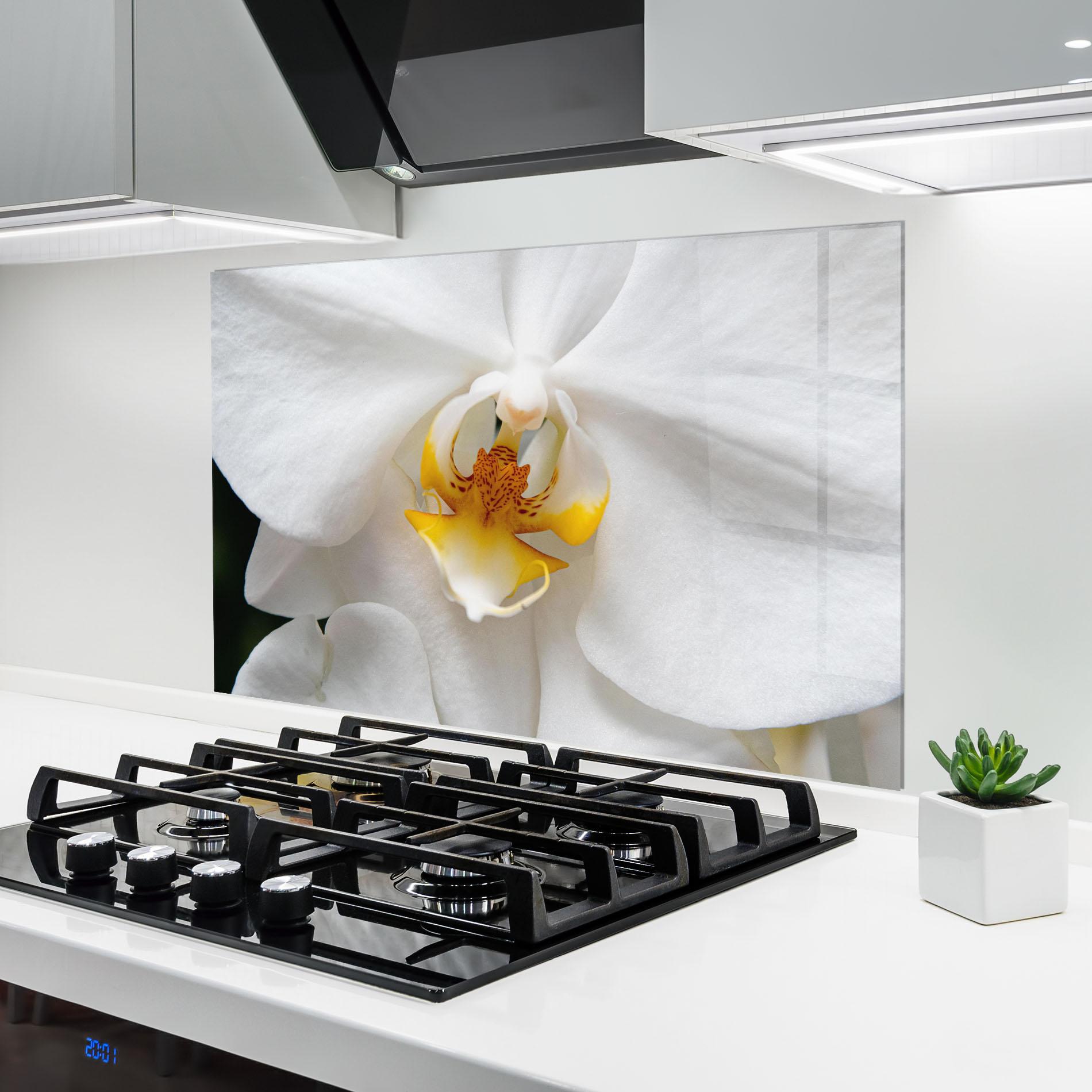 Küchenrückwand Glas Big Orchid Close Up mockup 6
