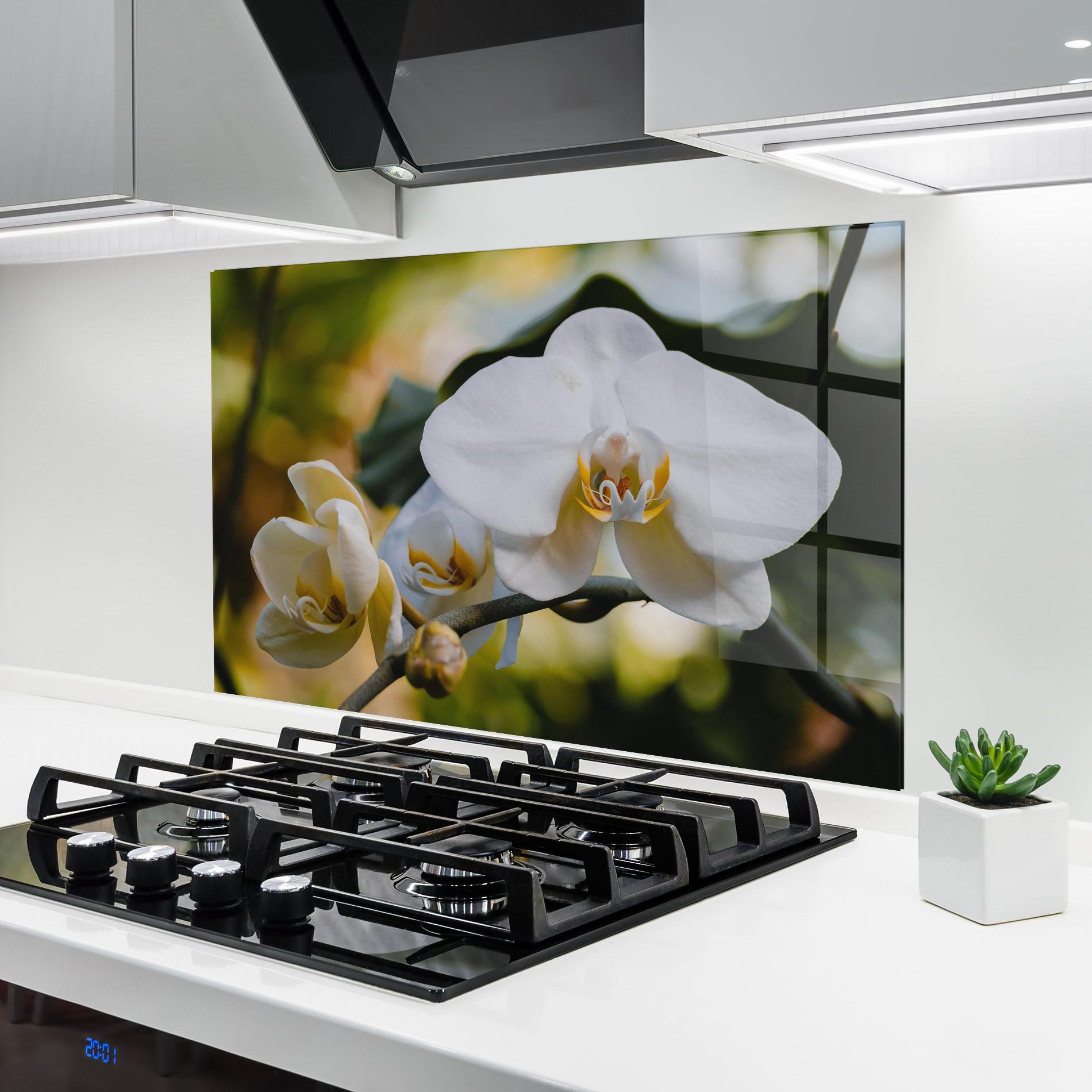 Küchenrückwand Glas Cream Orchid In Nature mockup 6