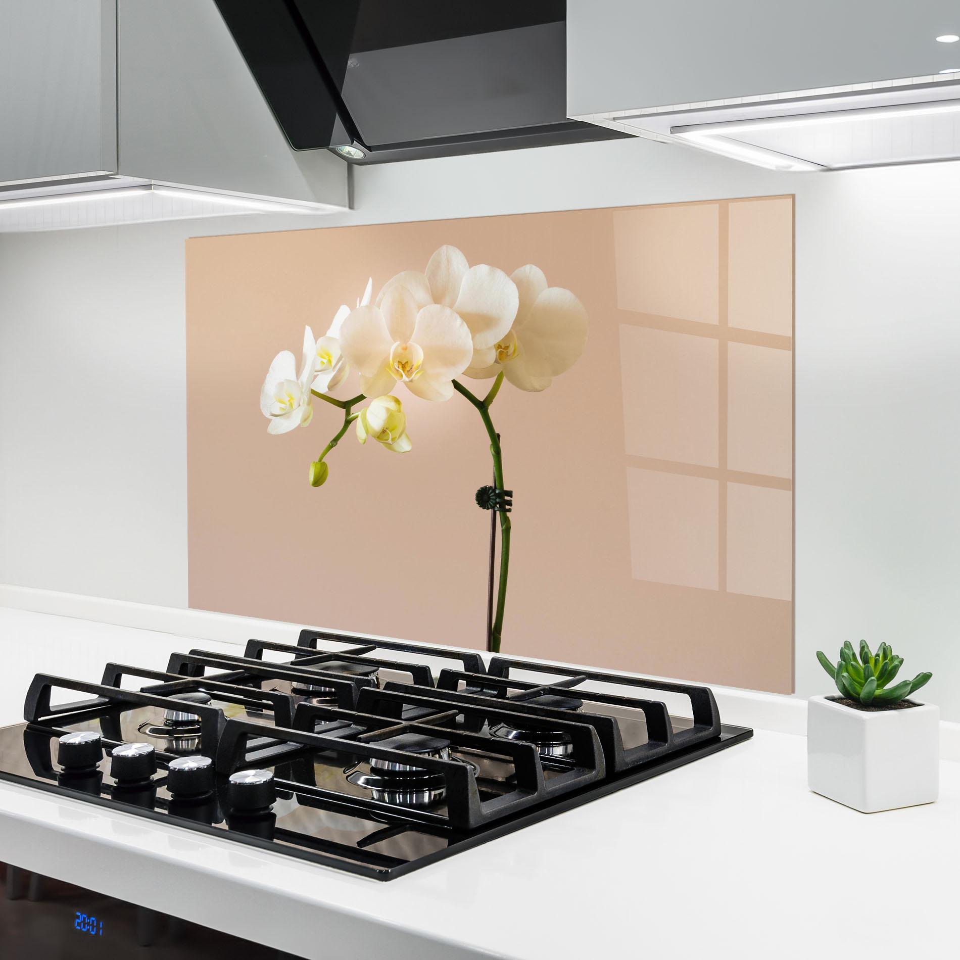 Küchenrückwand Glas Cream Orchid On Pink mockup 6