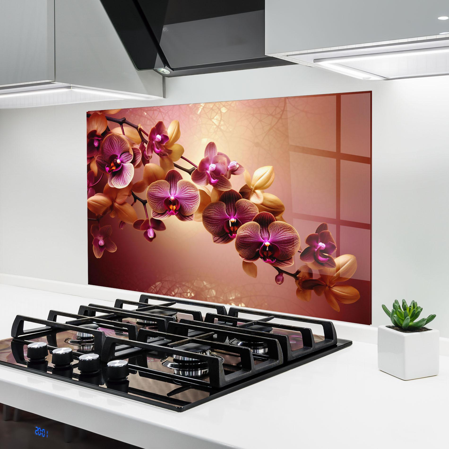 Küchenrückwand Glas Purple Cream Orchid mockup 6