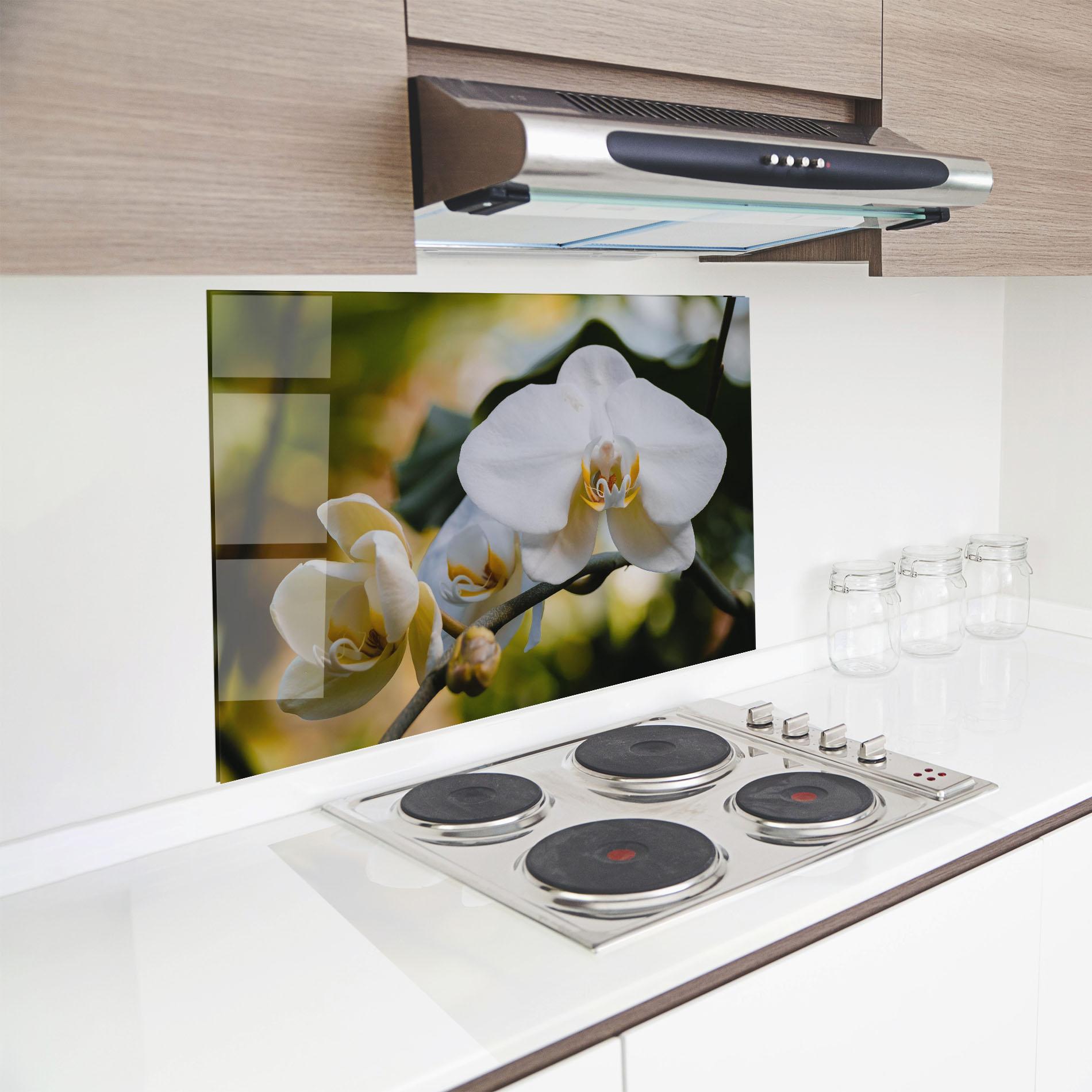 Küchenrückwand Glas Cream Orchid In Nature mockup 8
