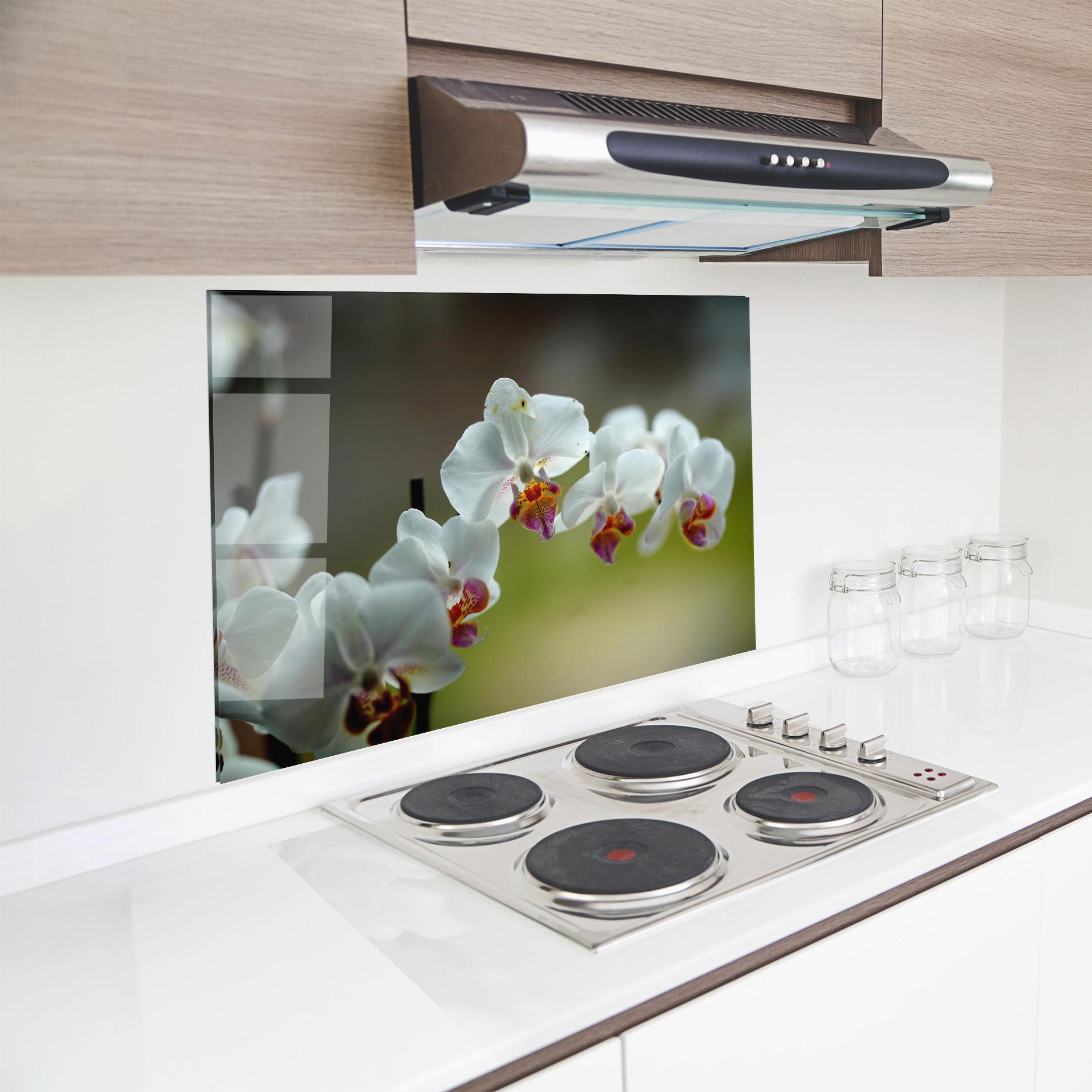 Küchenrückwand Glas Pretty Orchid In Nature mockup 8