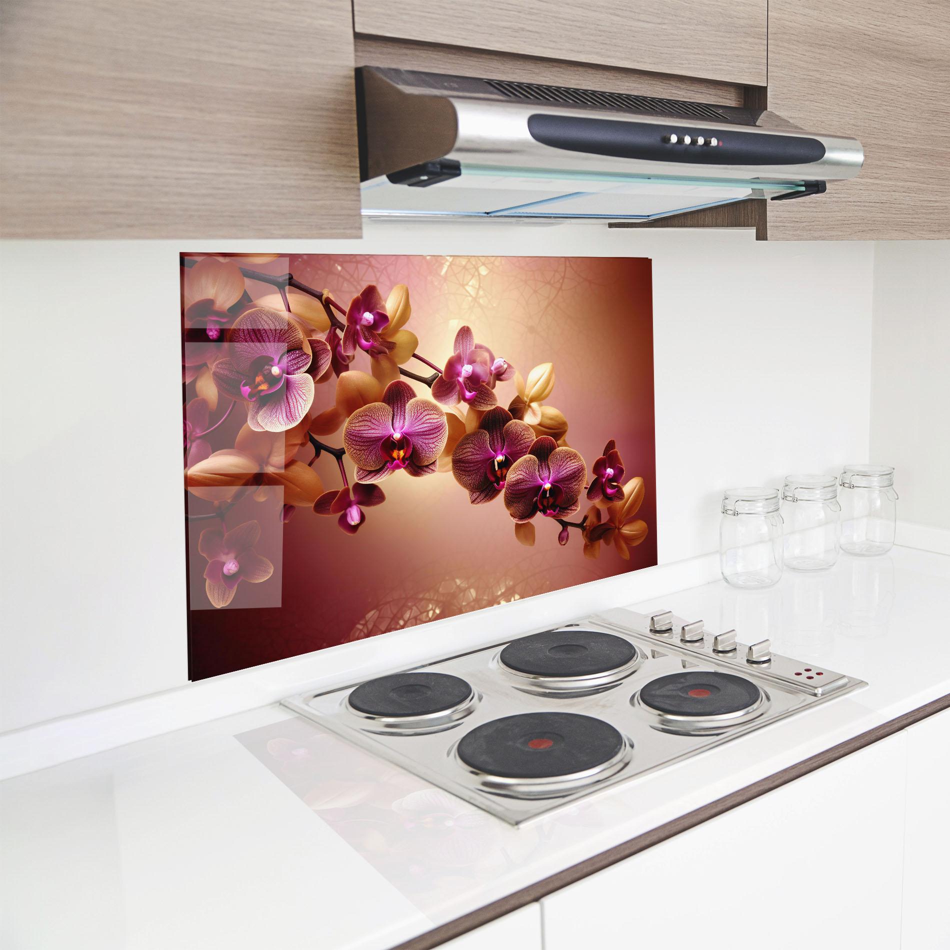 Küchenrückwand Glas Purple Cream Orchid mockup 8