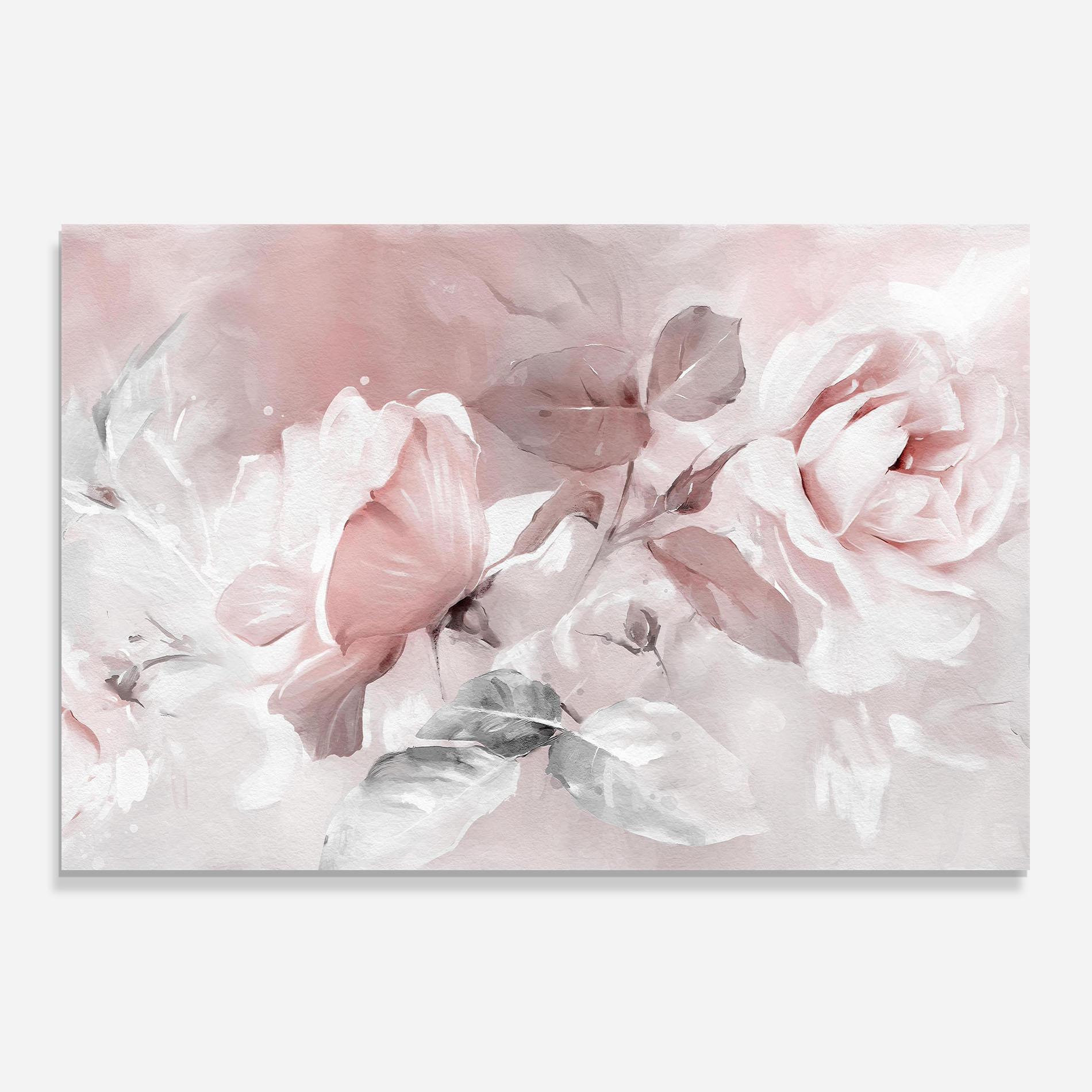 Küchenrückwand Glas Abstract Pink Flowers mockup 0