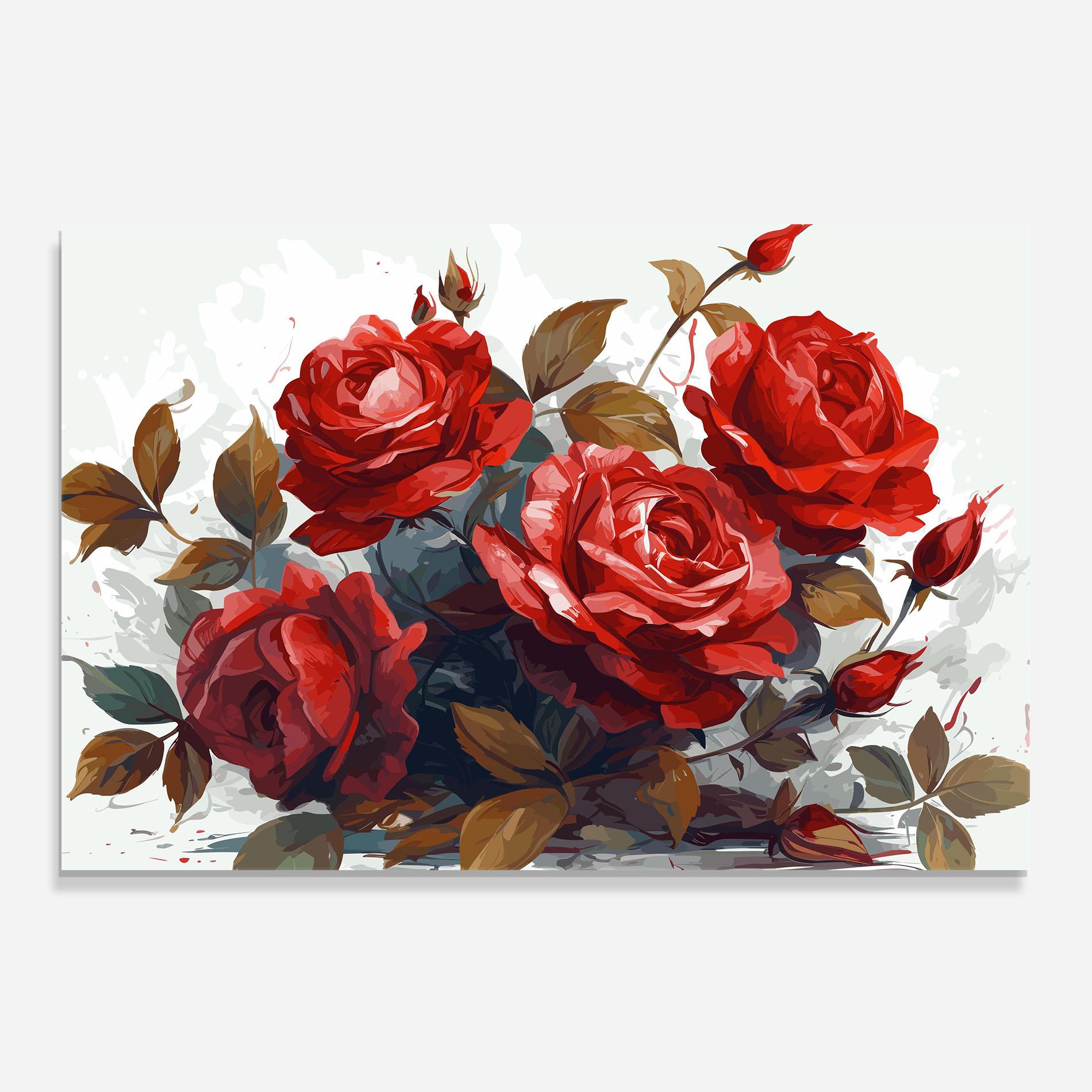 Küchenrückwand Glas Beautiful Red Roses mockup 0
