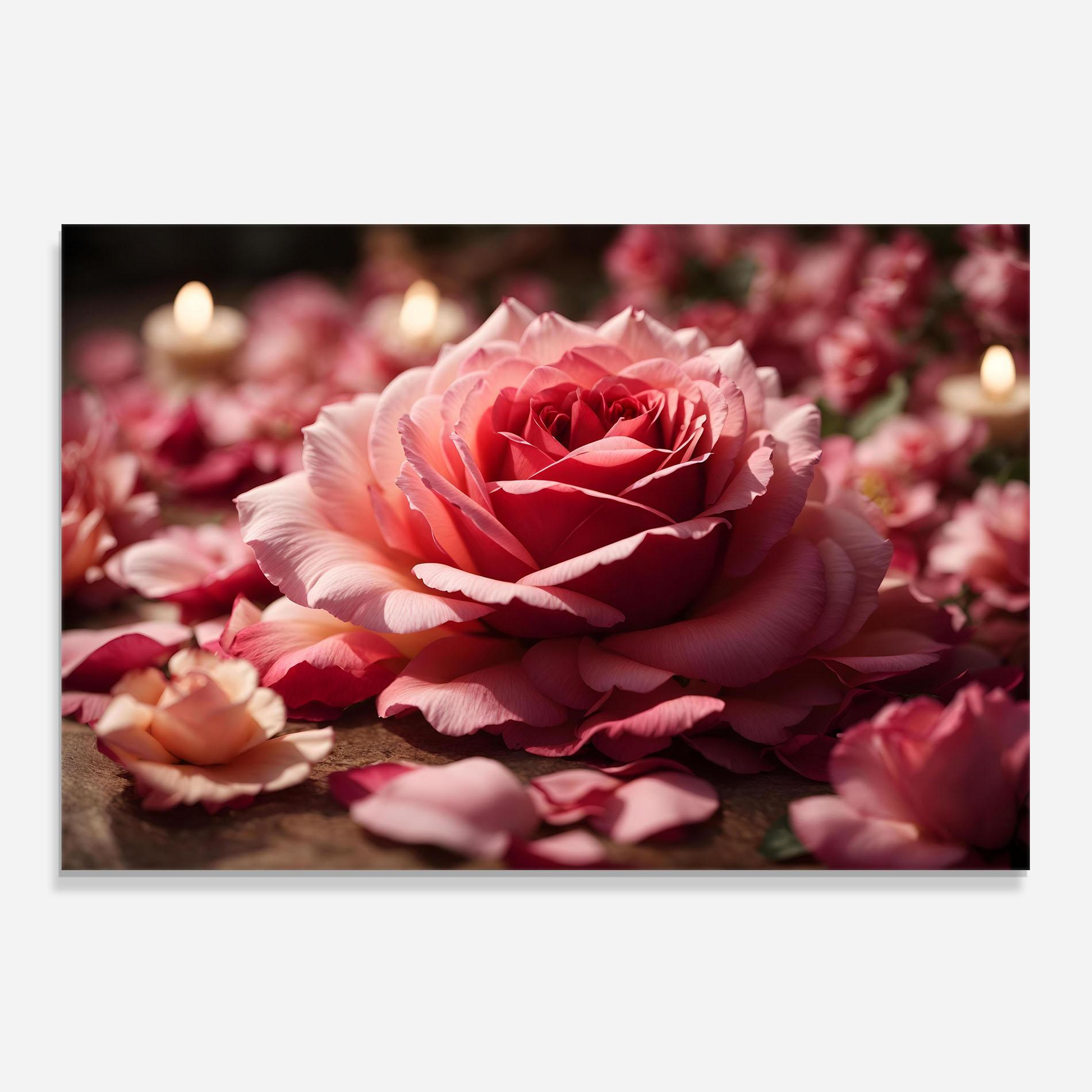 Küchenrückwand Glas Big Pink Rose mockup 0