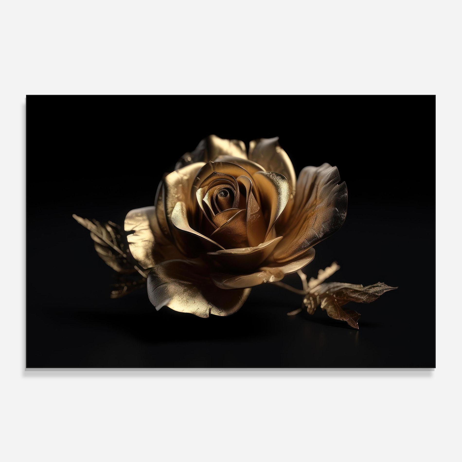 Küchenrückwand Glas Gold Rose mockup 0