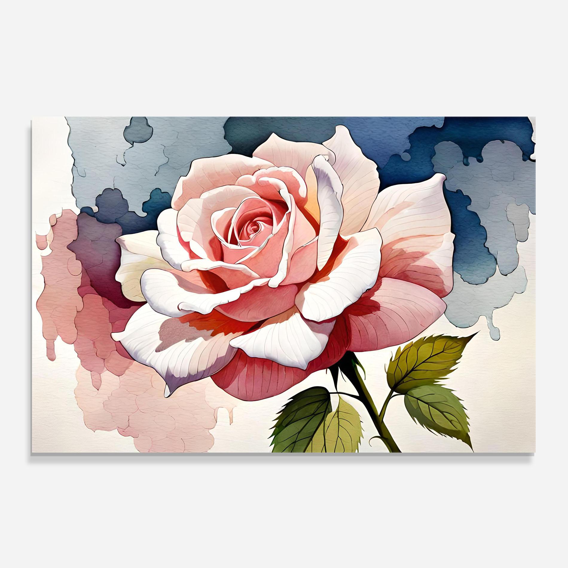 Küchenrückwand Glas Light Pink Rose Painting mockup 0