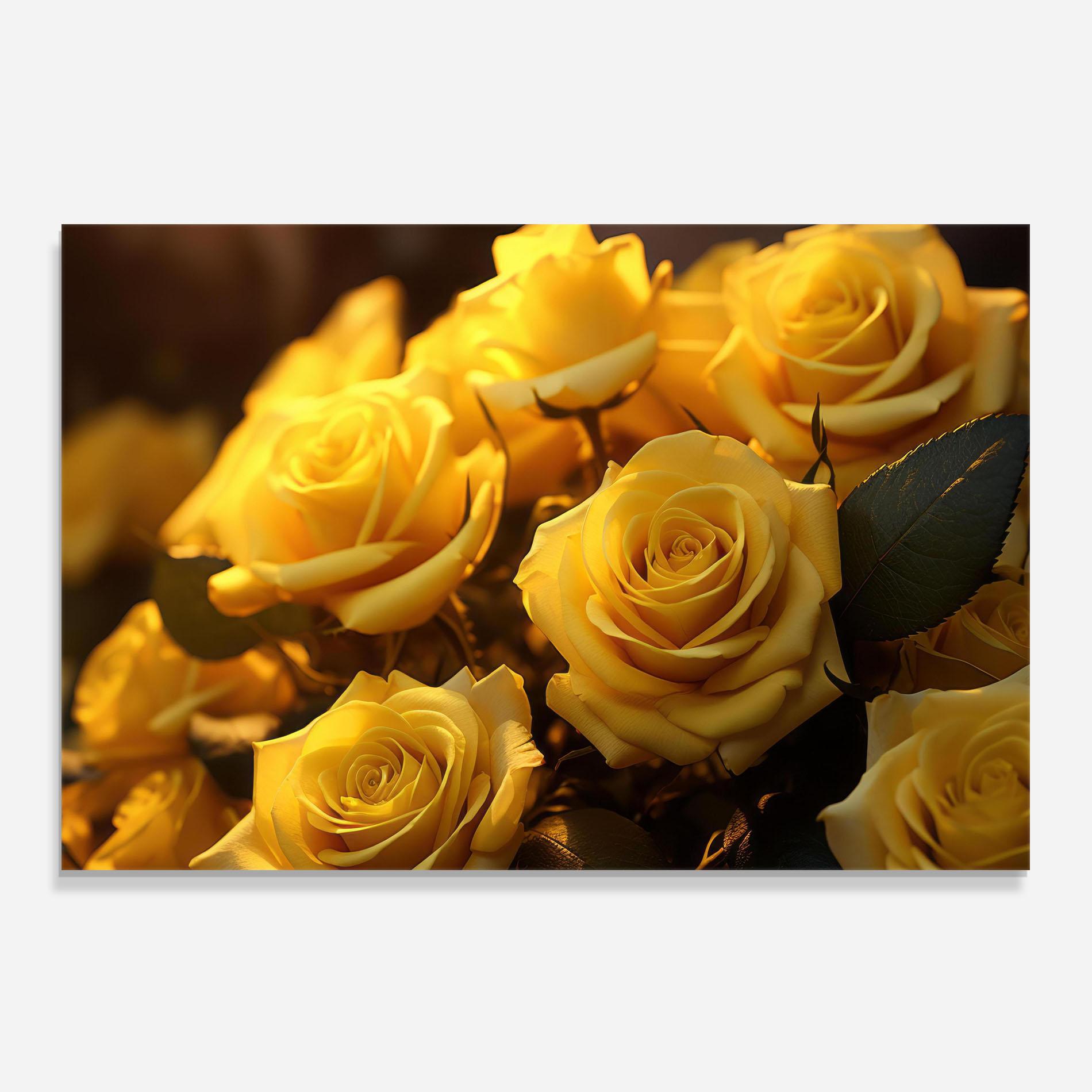 Küchenrückwand Glas Yellow Rose mockup 0