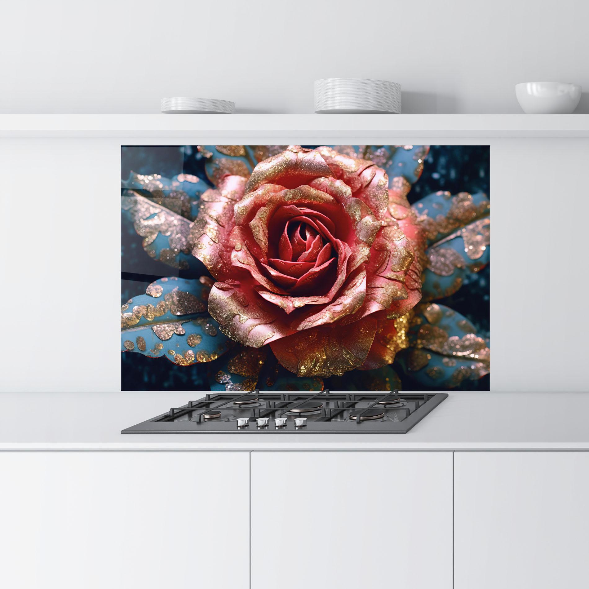 Küchenrückwand Glas Exotic Pink Rose mockup 9