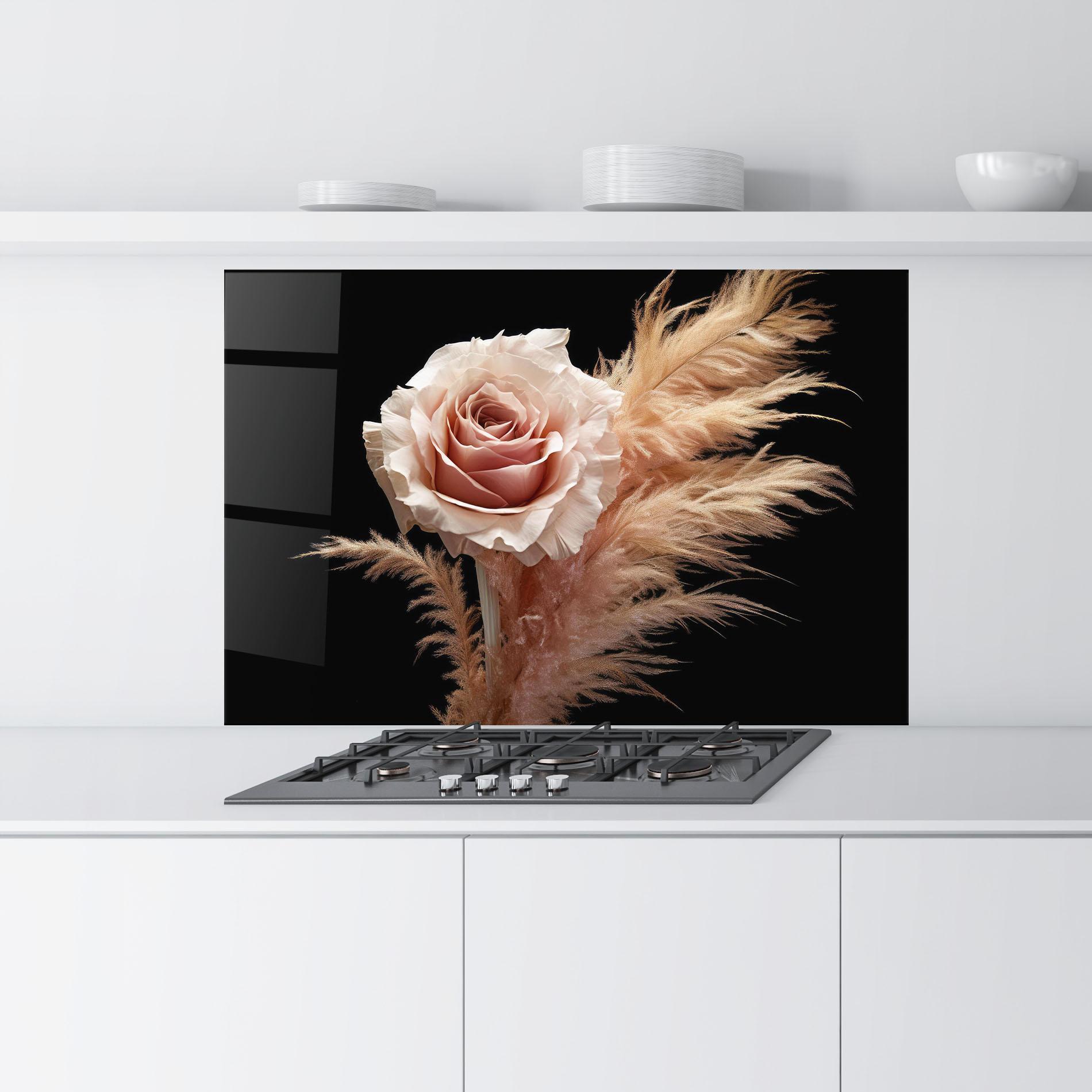 Küchenrückwand Glas Light Pink Rose mockup 9