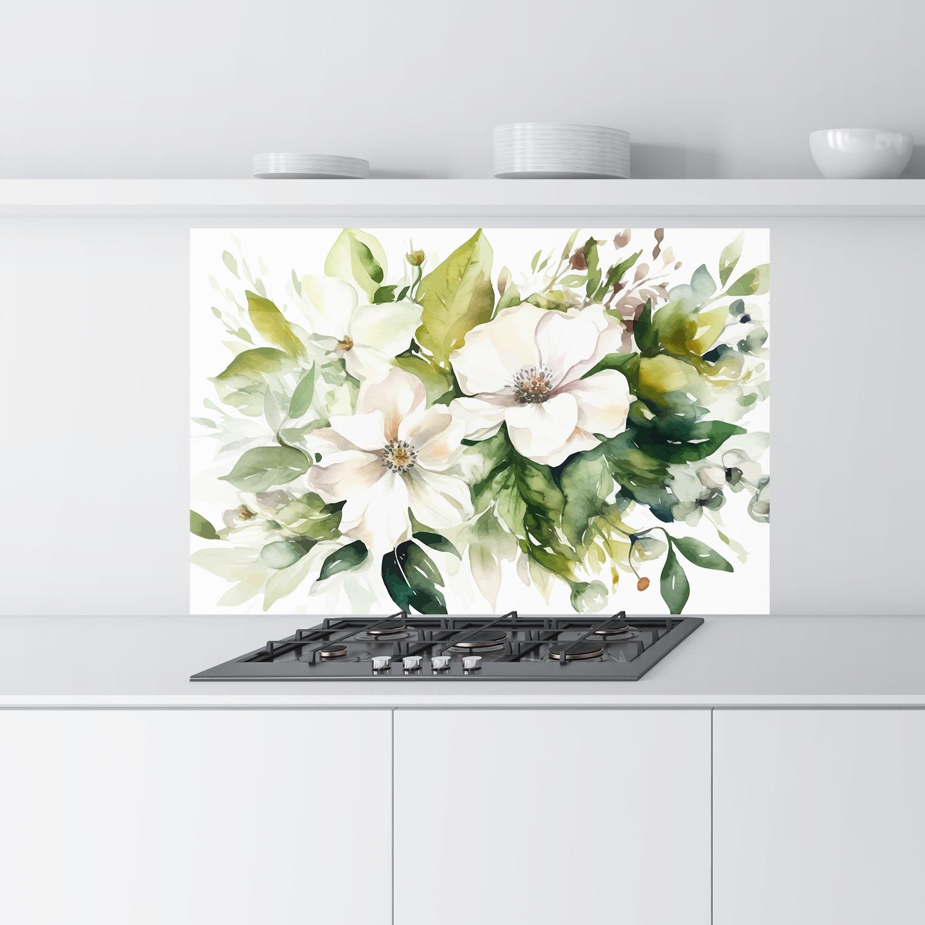 Küchenrückwand Glas Opened Rose mockup 9