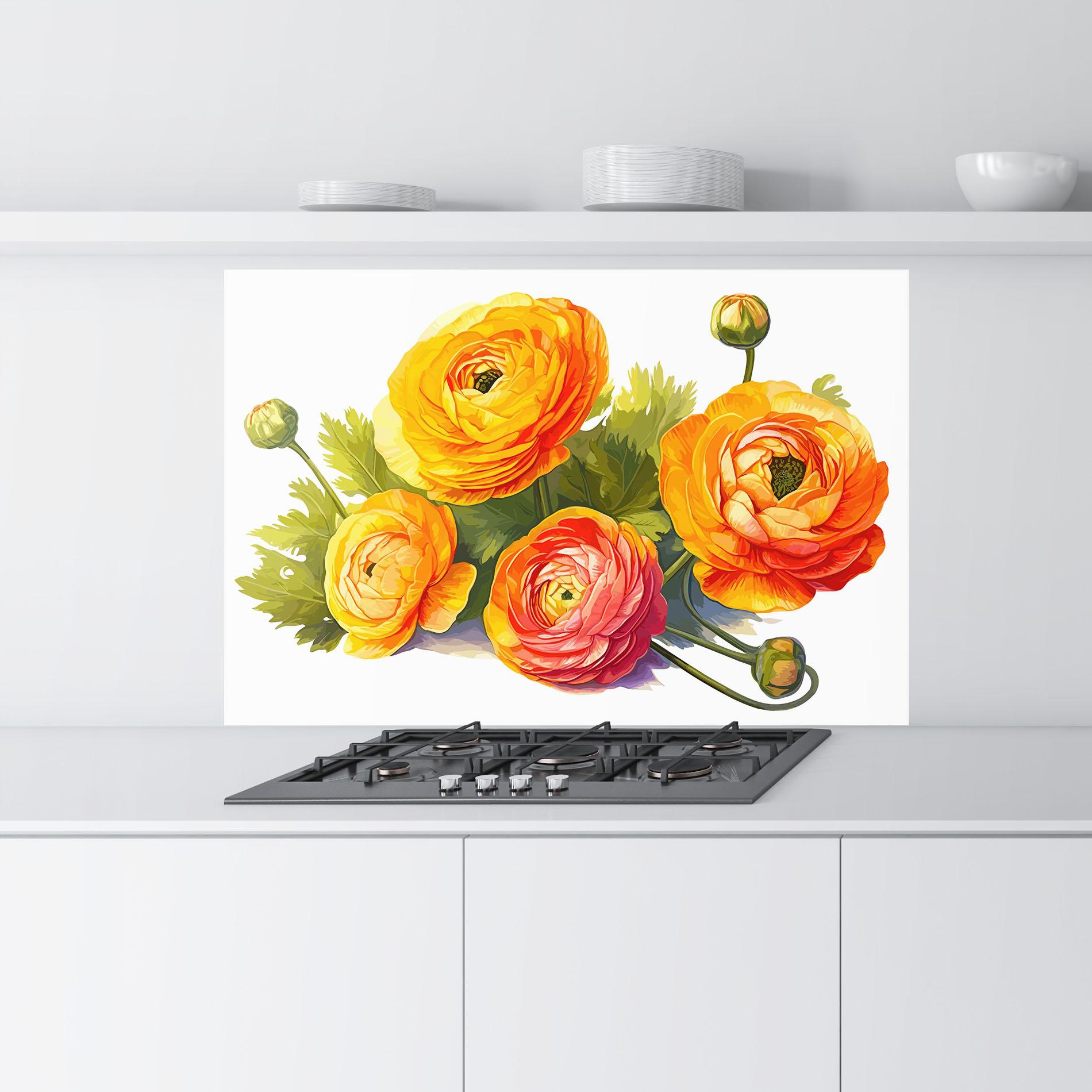 Küchenrückwand Glas Orange Roses mockup 9