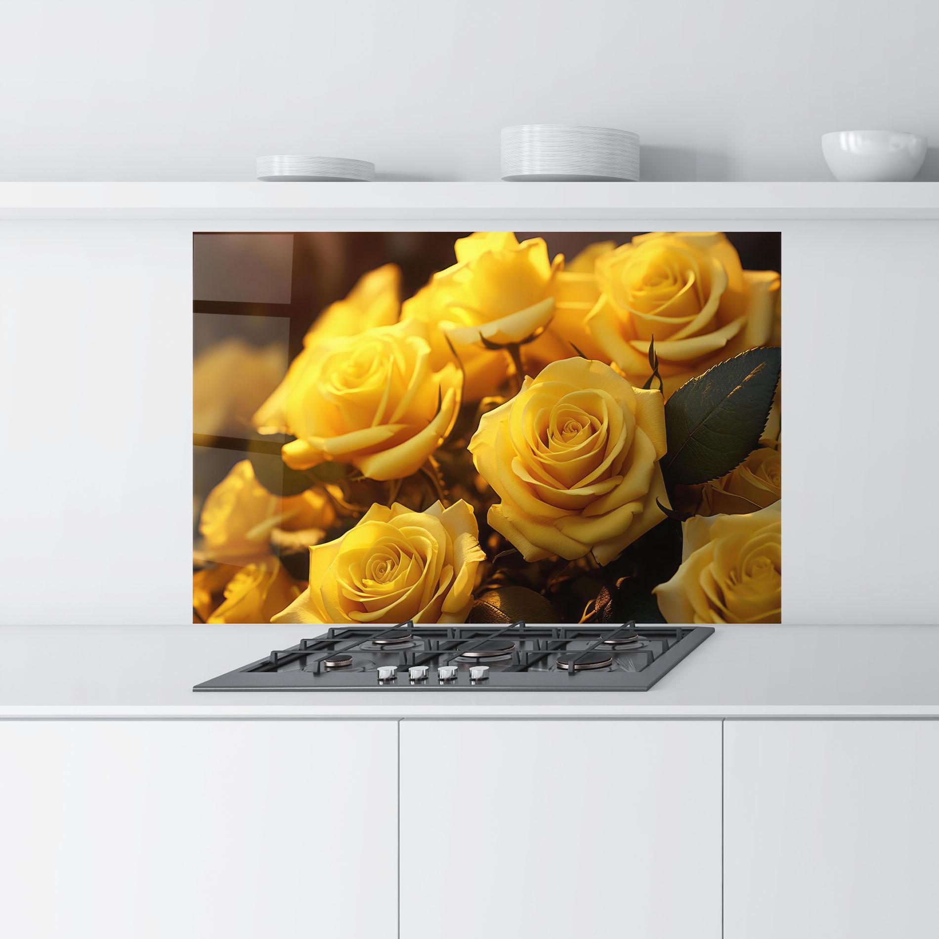 Küchenrückwand Glas Yellow Rose mockup 9