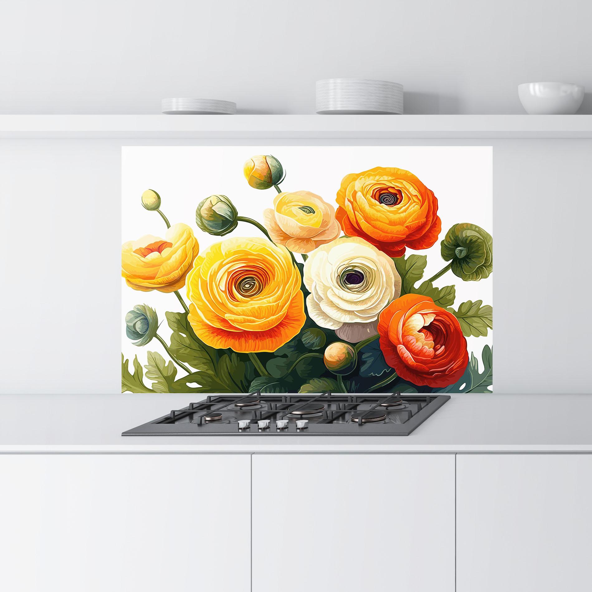 Küchenrückwand Glas Yellow Roses mockup 9