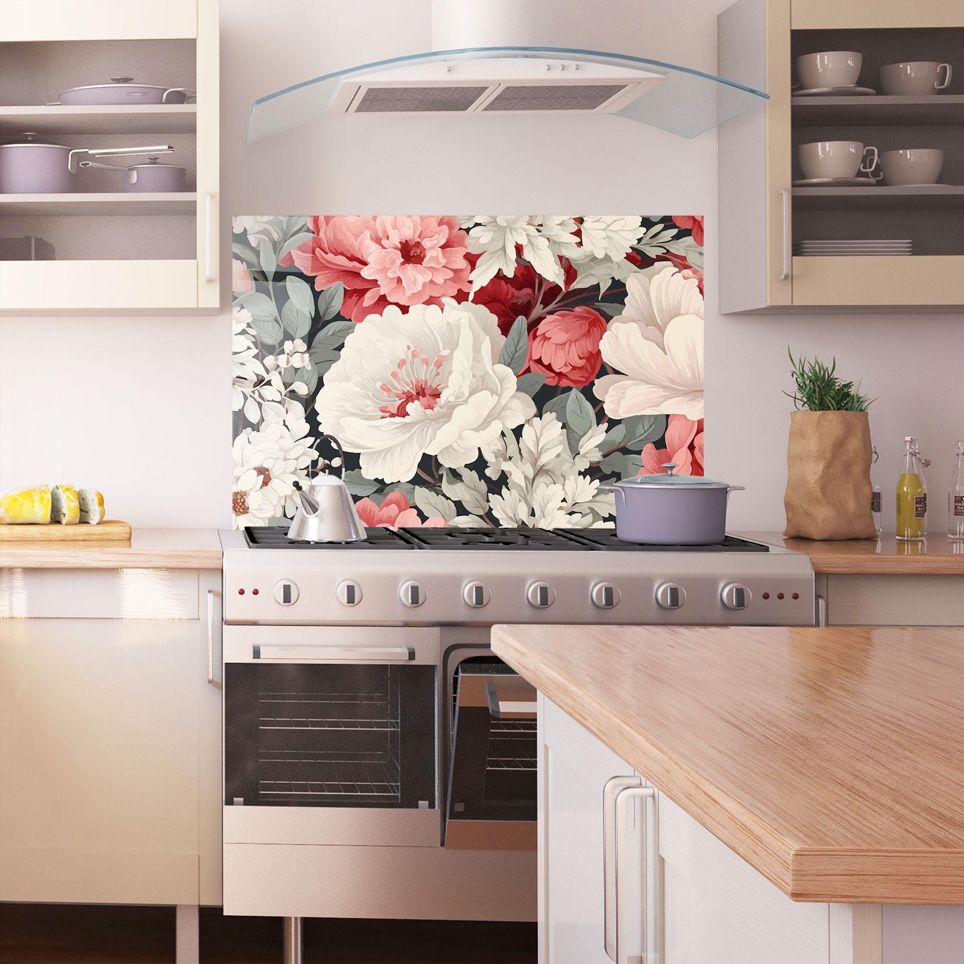 Küchenrückwand Glas Cream Pink Rose mockup 1
